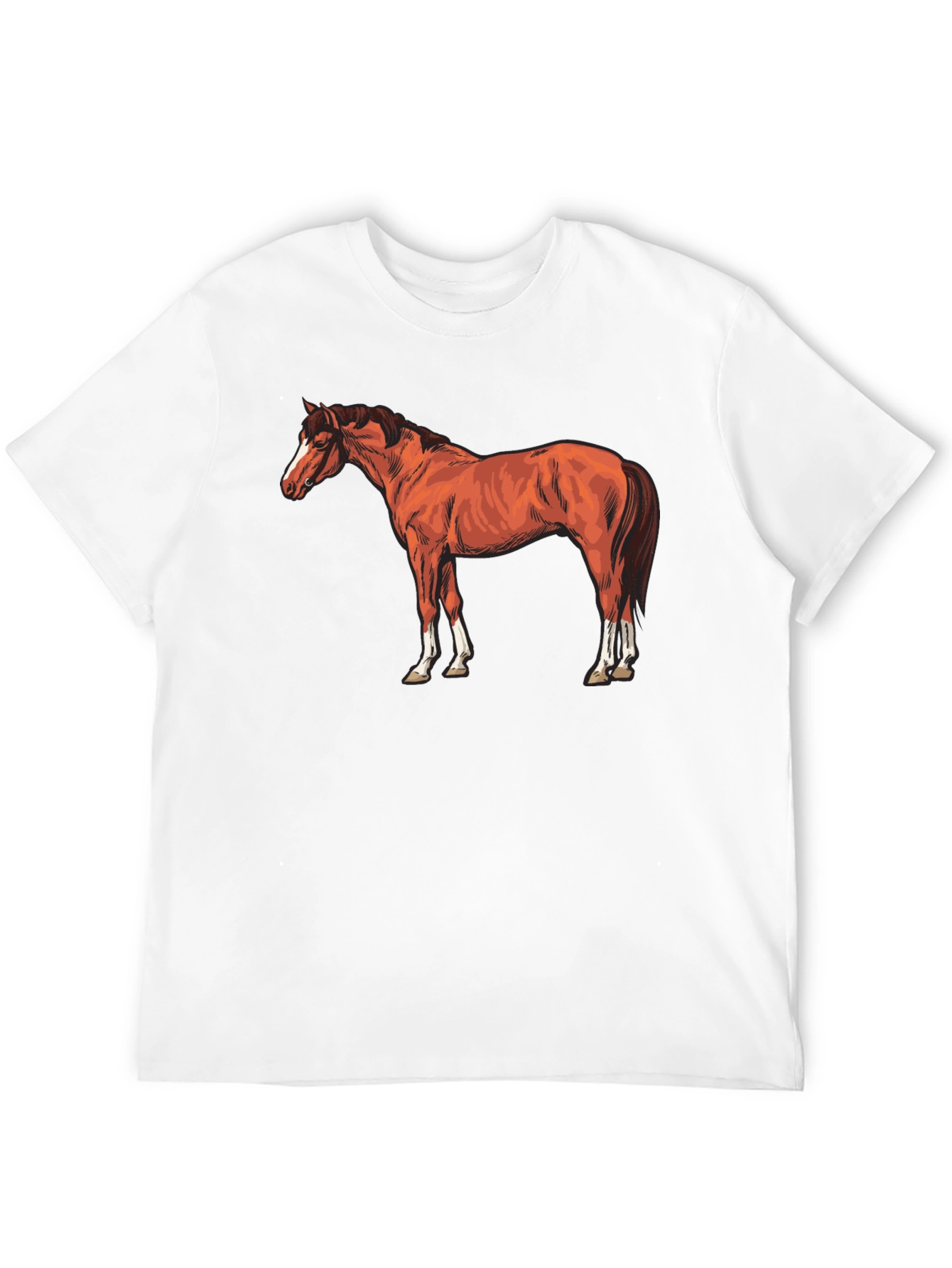 Horse Graphic Tee - Black Cotton T-Shirt