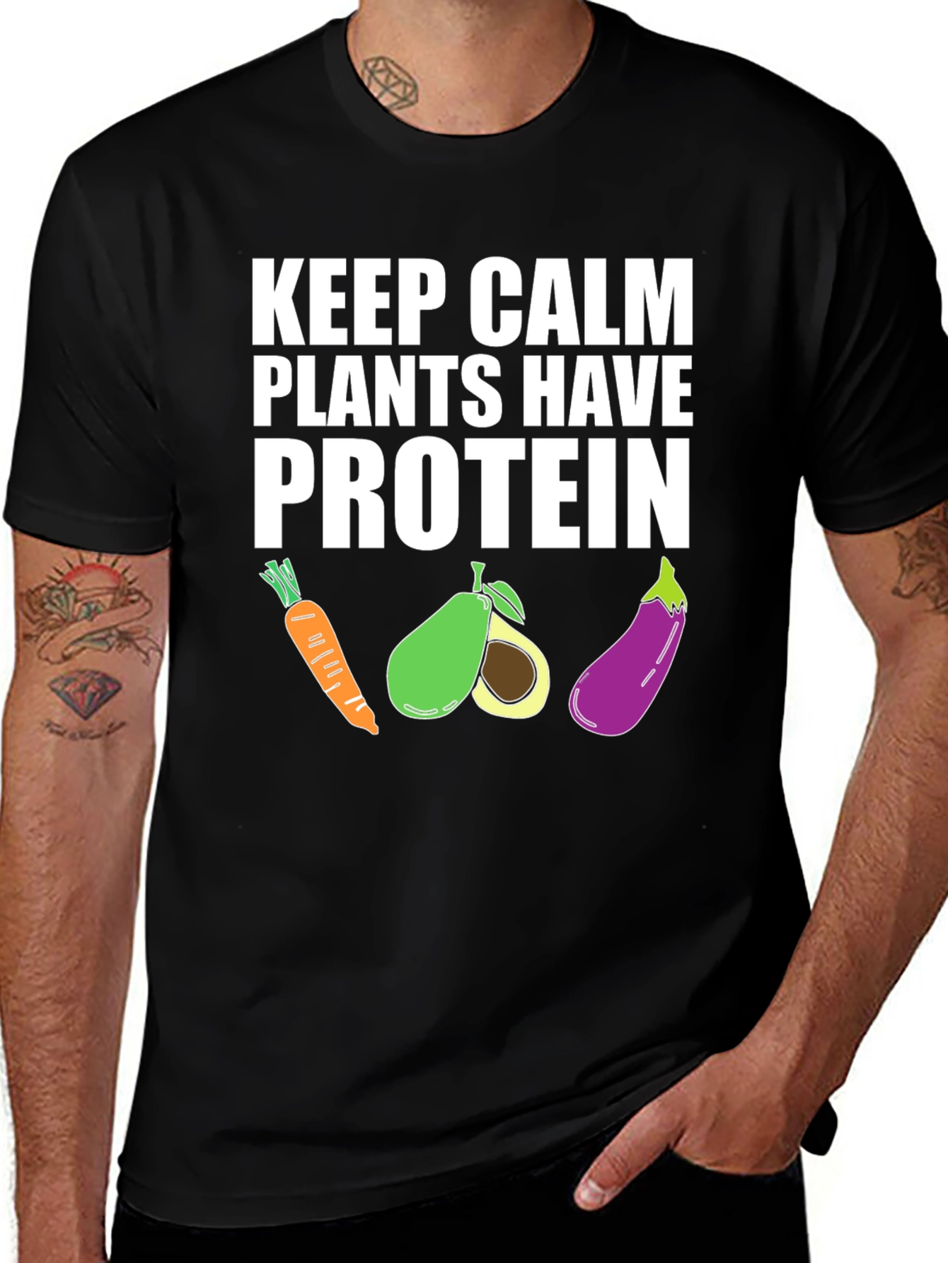 Keep Calm Plants Have Protein Graphic T-Shirt