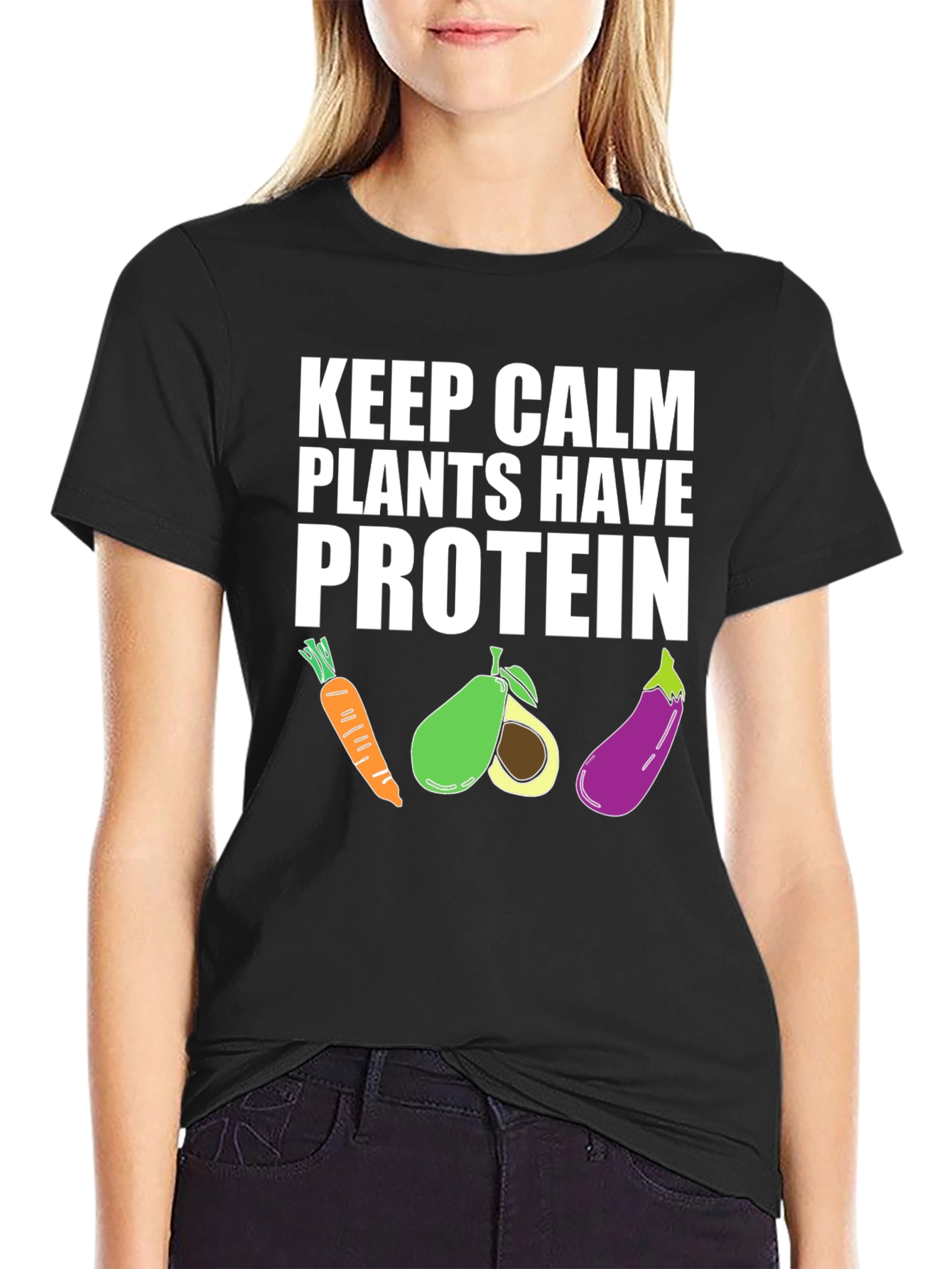 Keep Calm Plants Have Protein Graphic T-Shirt