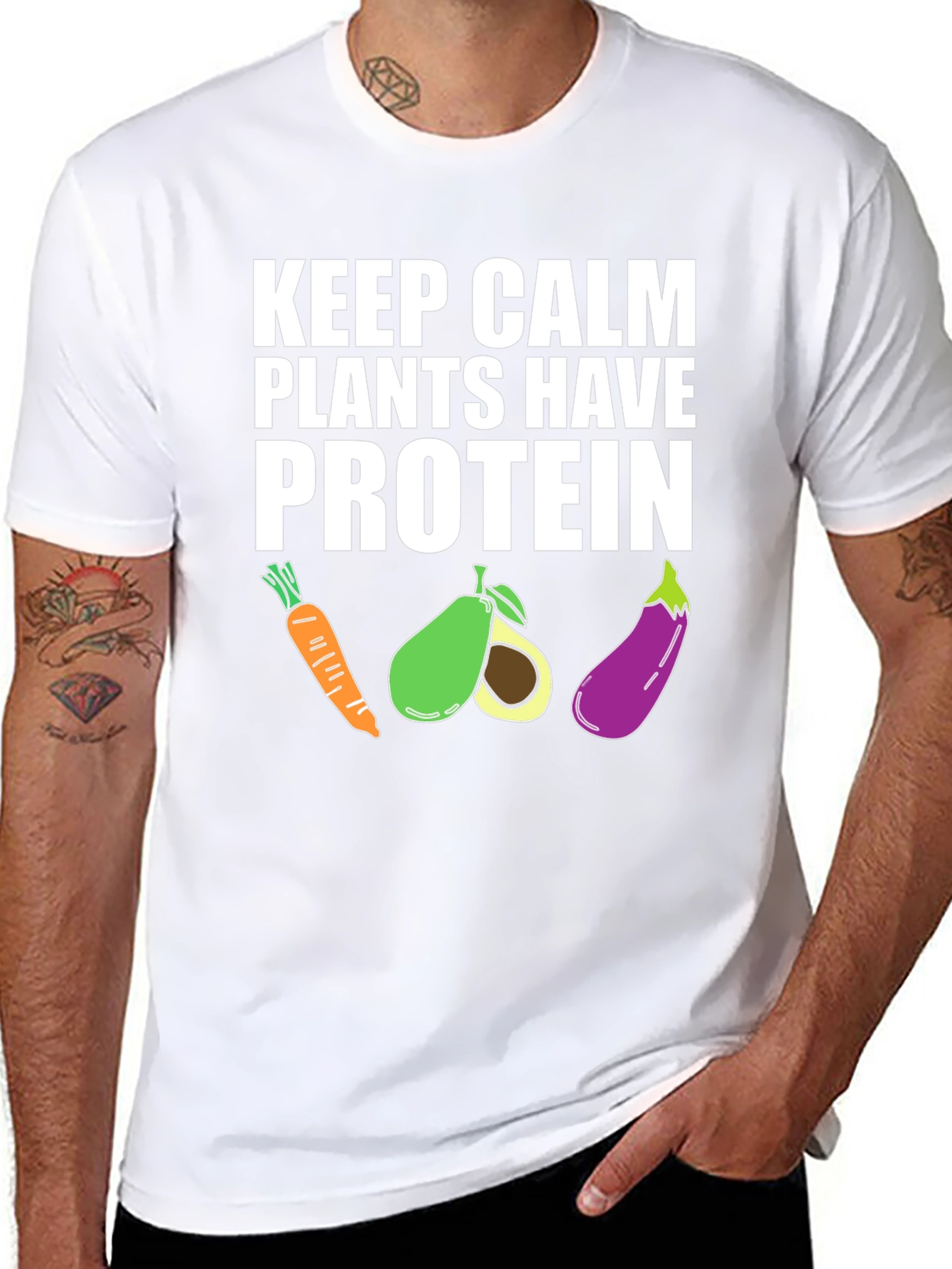 Keep Calm Plants Have Protein Graphic T-Shirt