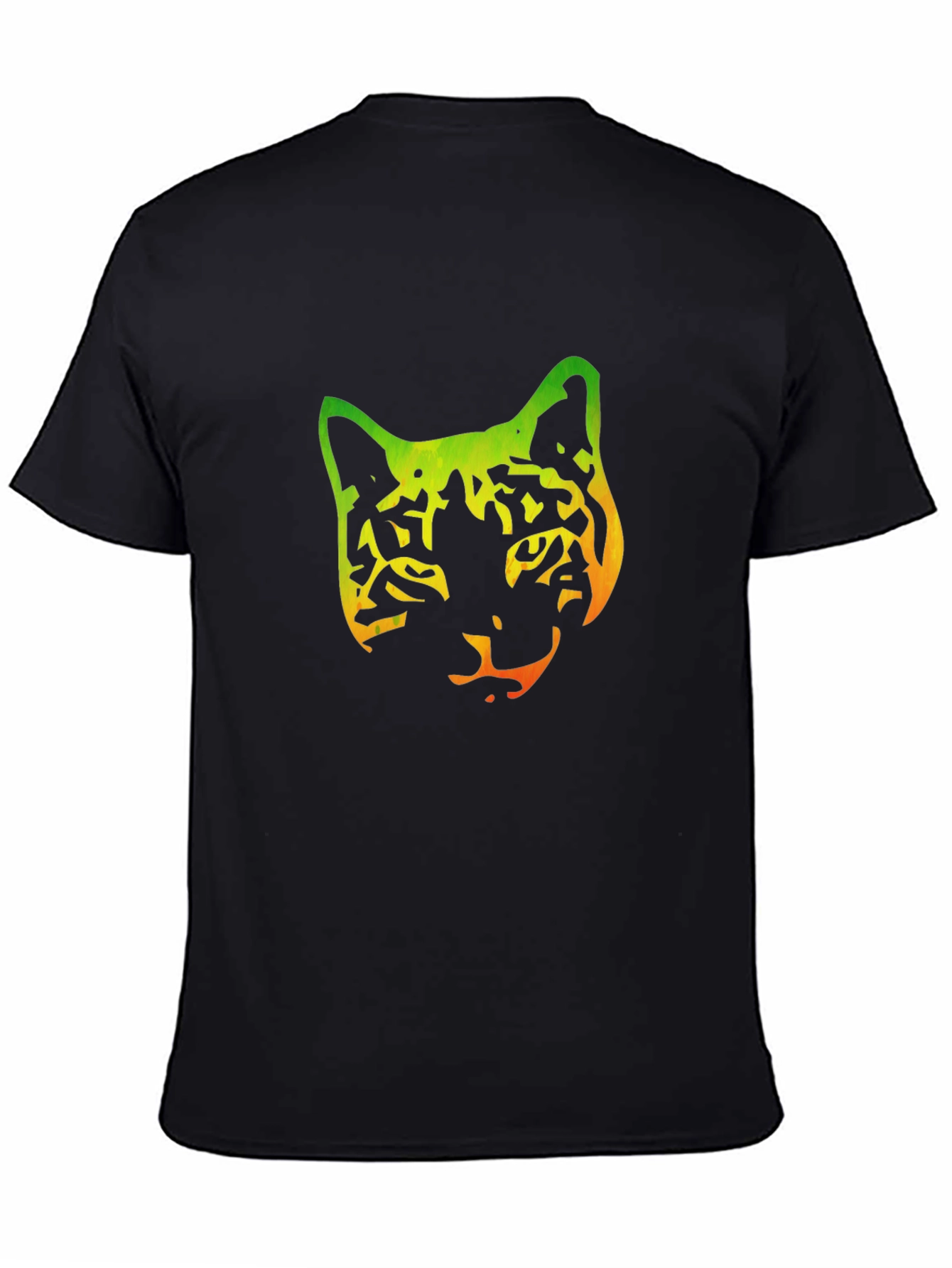 Gradient Cat Graphic Black Tee