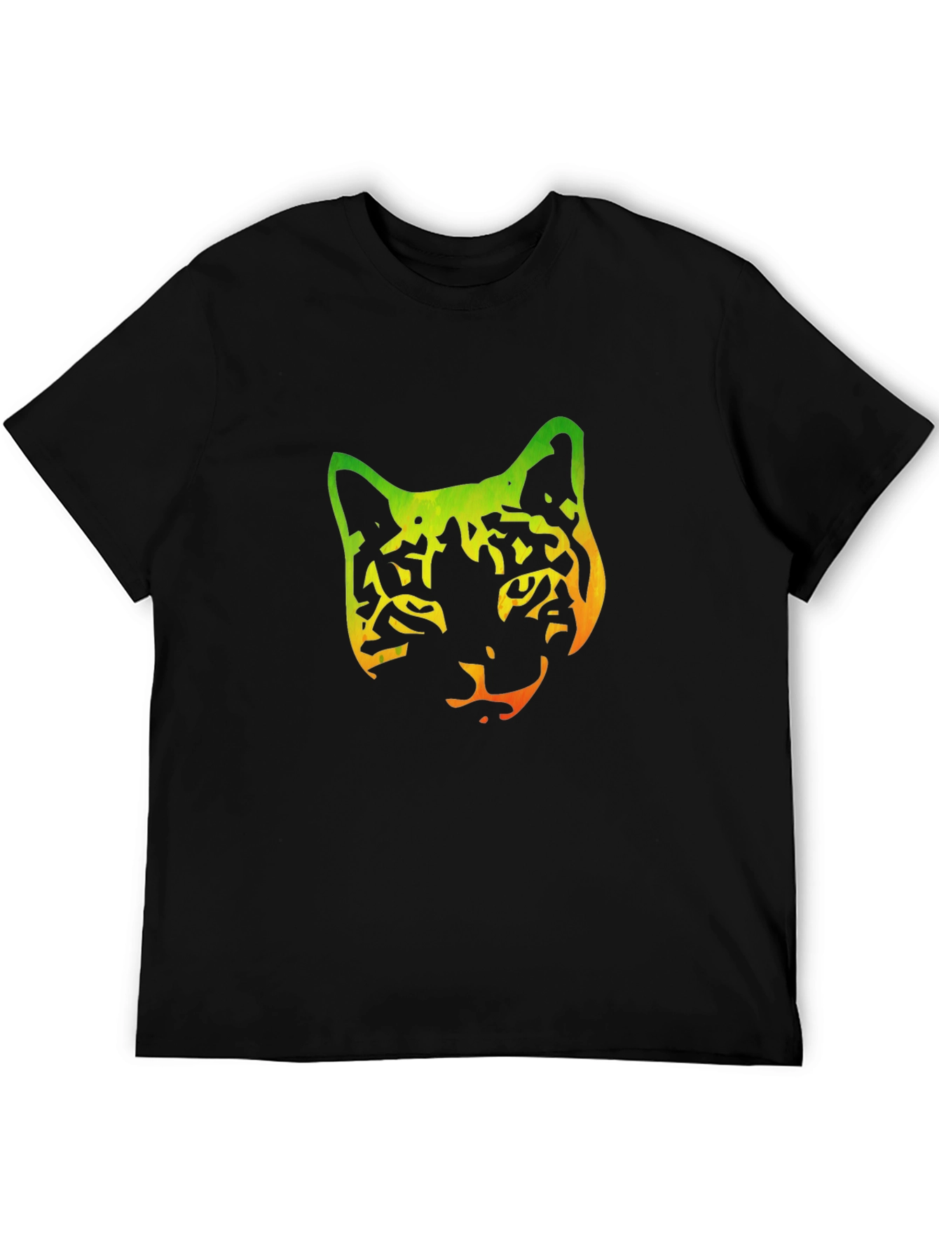 Gradient Cat Graphic Black Tee
