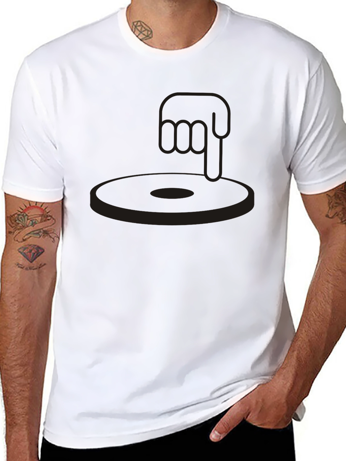 DJ Hand Turntable Black Graphic Tee