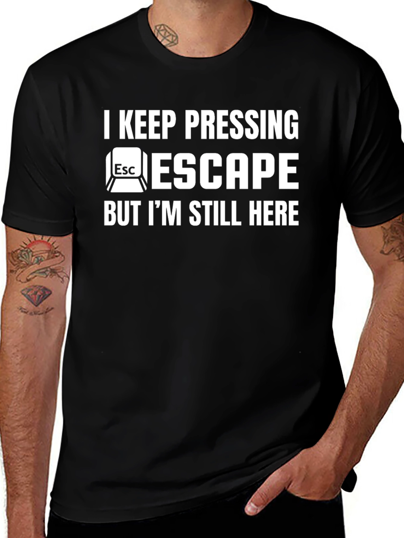 I Keep Pressing Escape Mens Black T-Shirt
