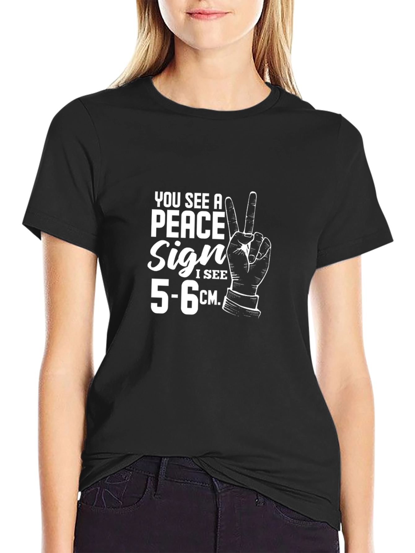 Funny Peace Sign 5-6 cm T-Shirt