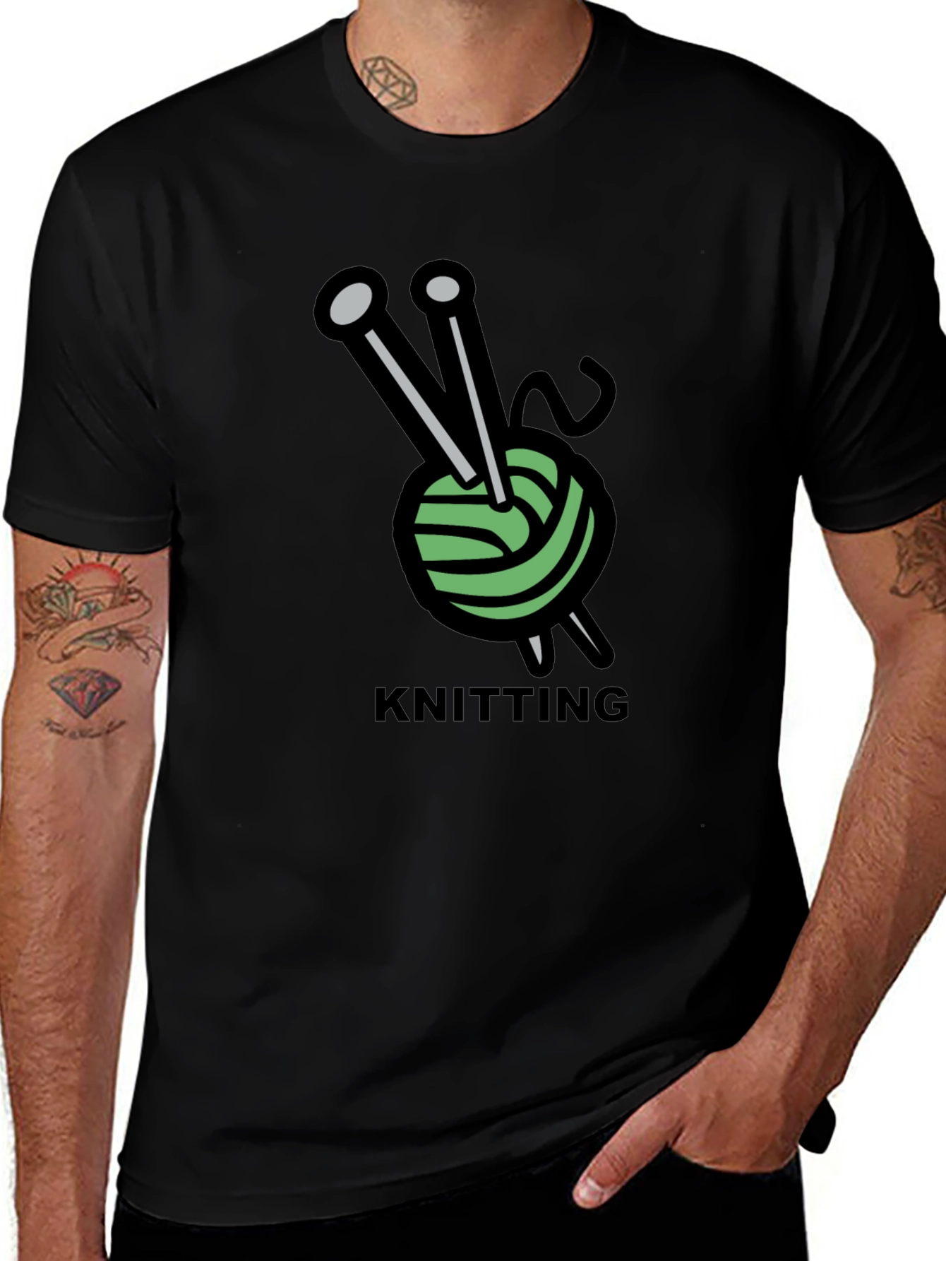 Knitting Hobby T-Shirt - Yarn and Needles Design