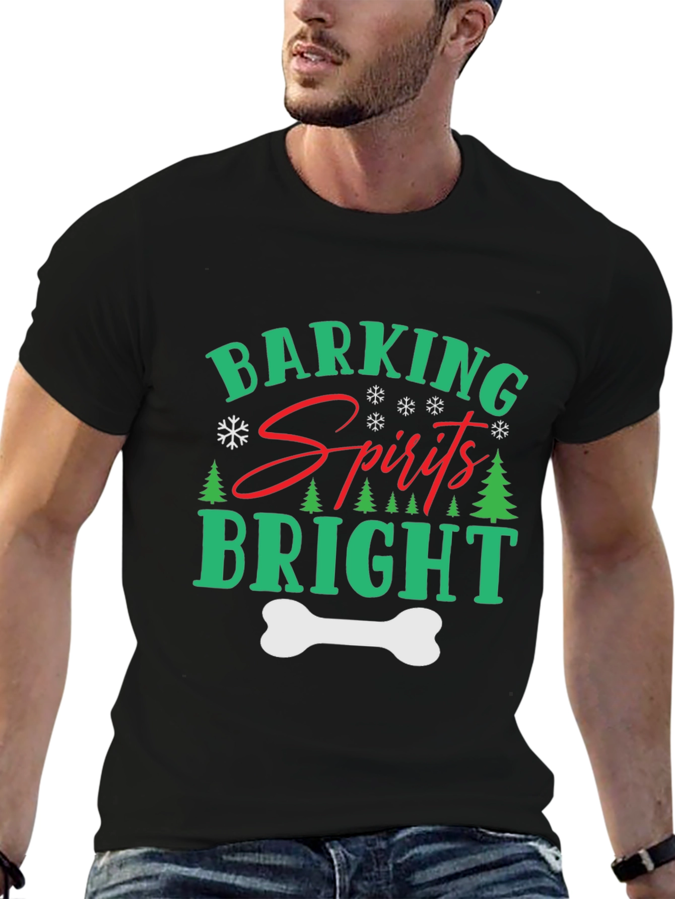 Barking Spirits Bright Holiday Dog Lover Tee