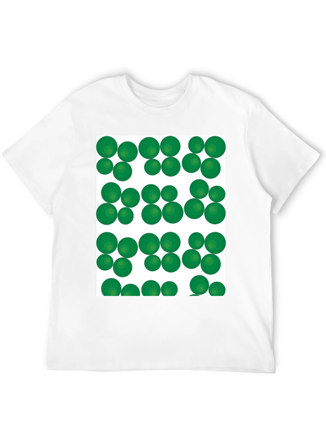 Green Spheres Pattern Black T-Shirt