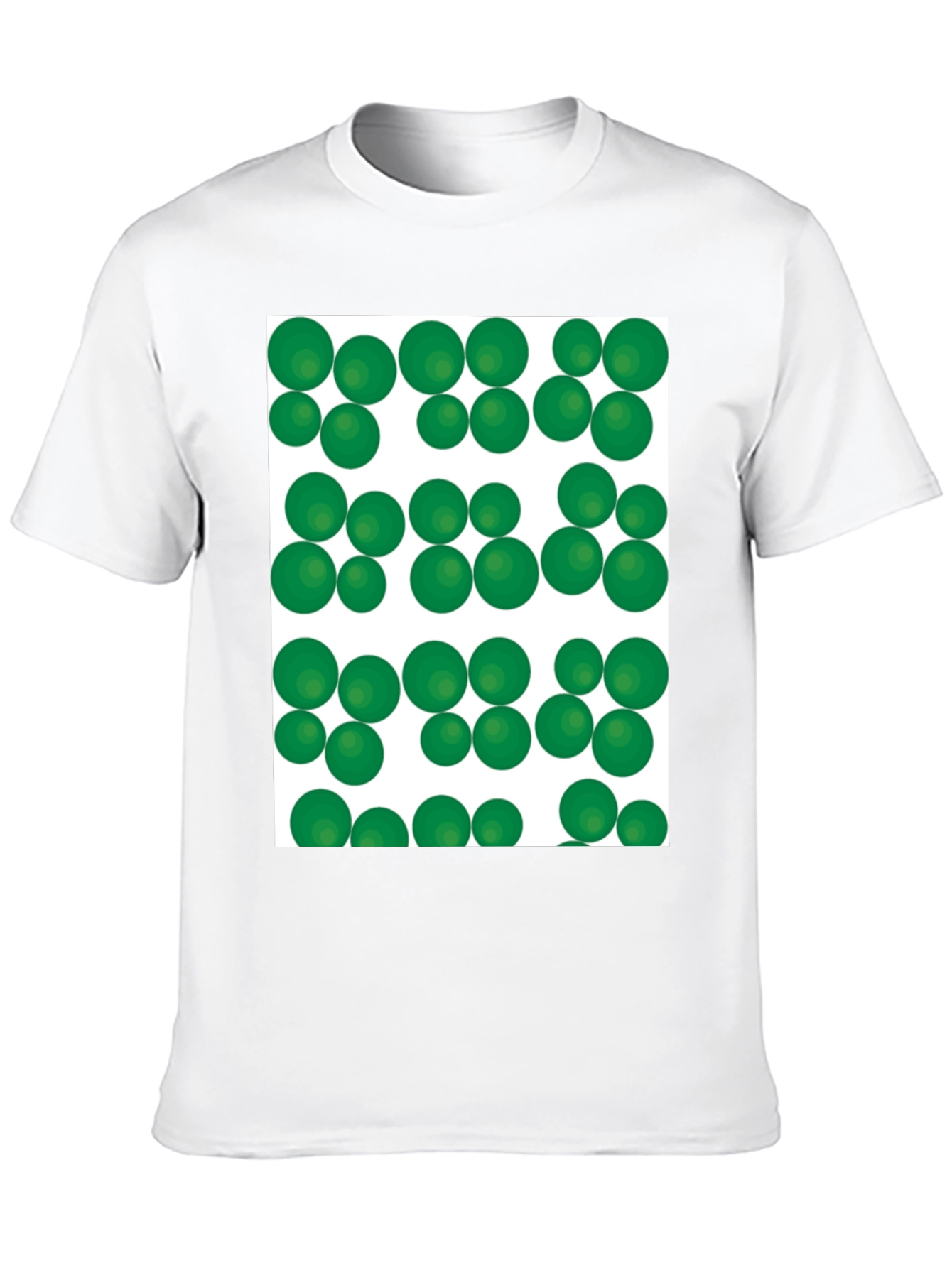 Green Spheres Pattern Black T-Shirt