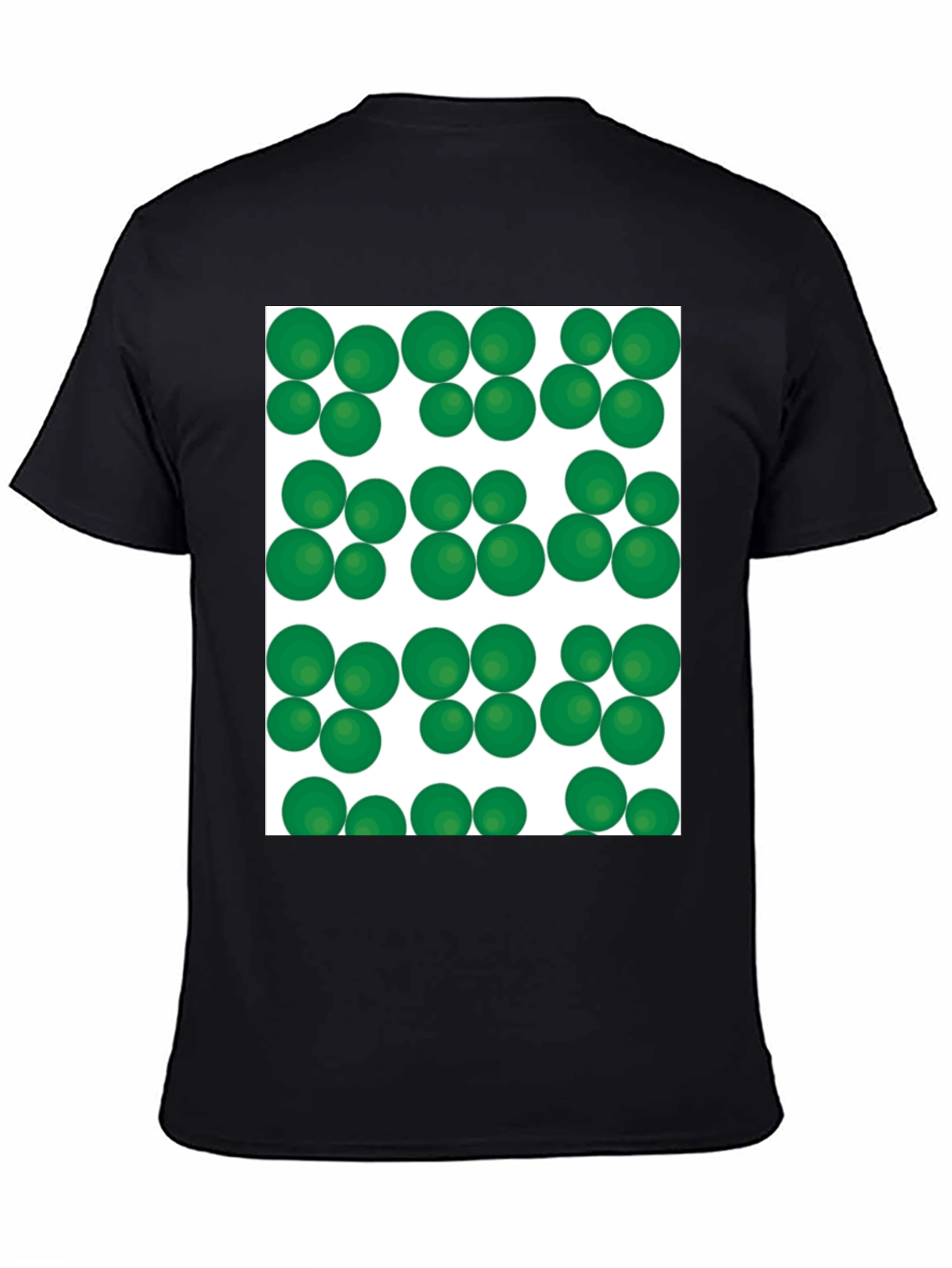 Green Spheres Pattern Black T-Shirt