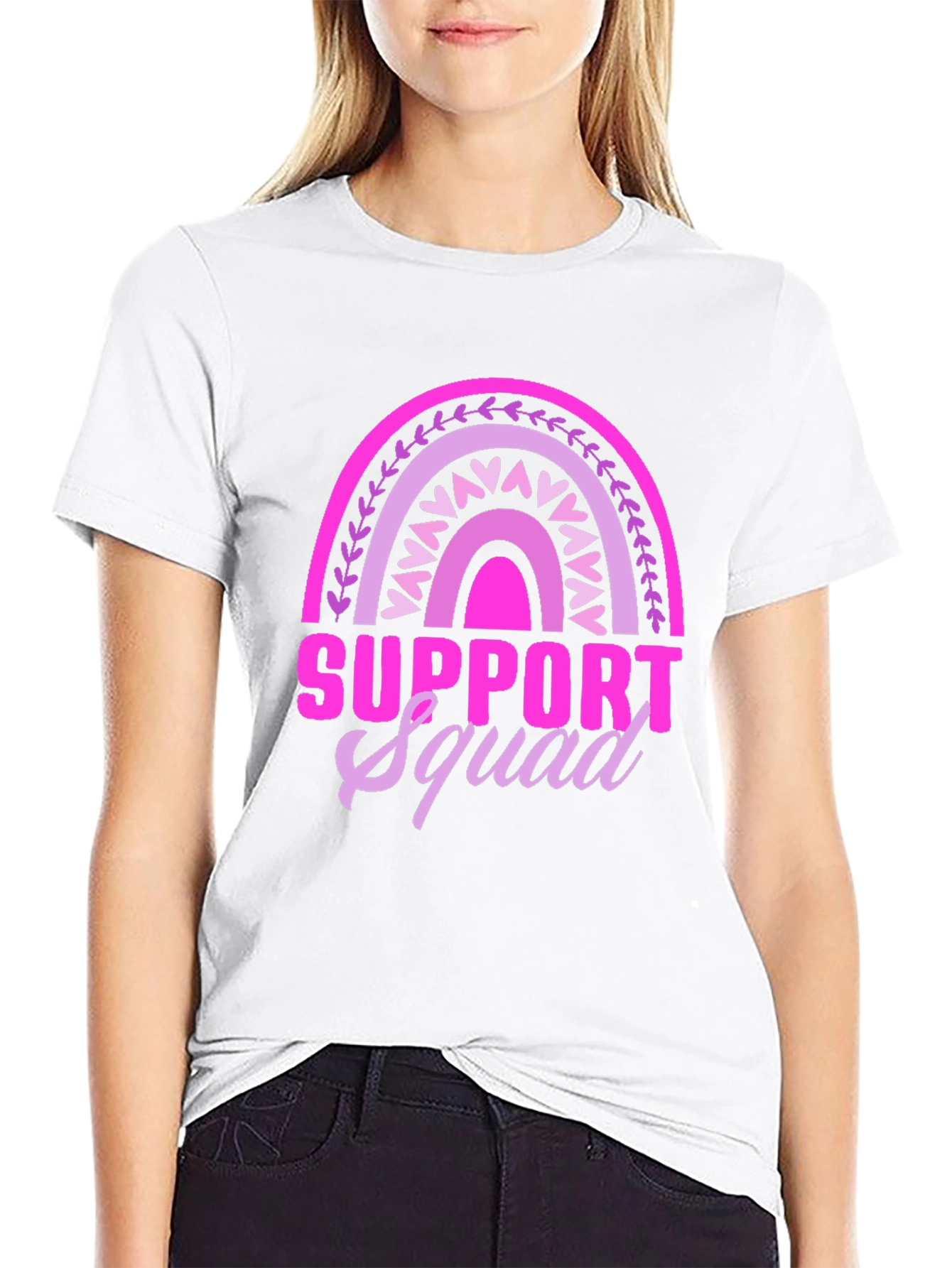Support Squad Graphic Tee - Pink Rainbow Design