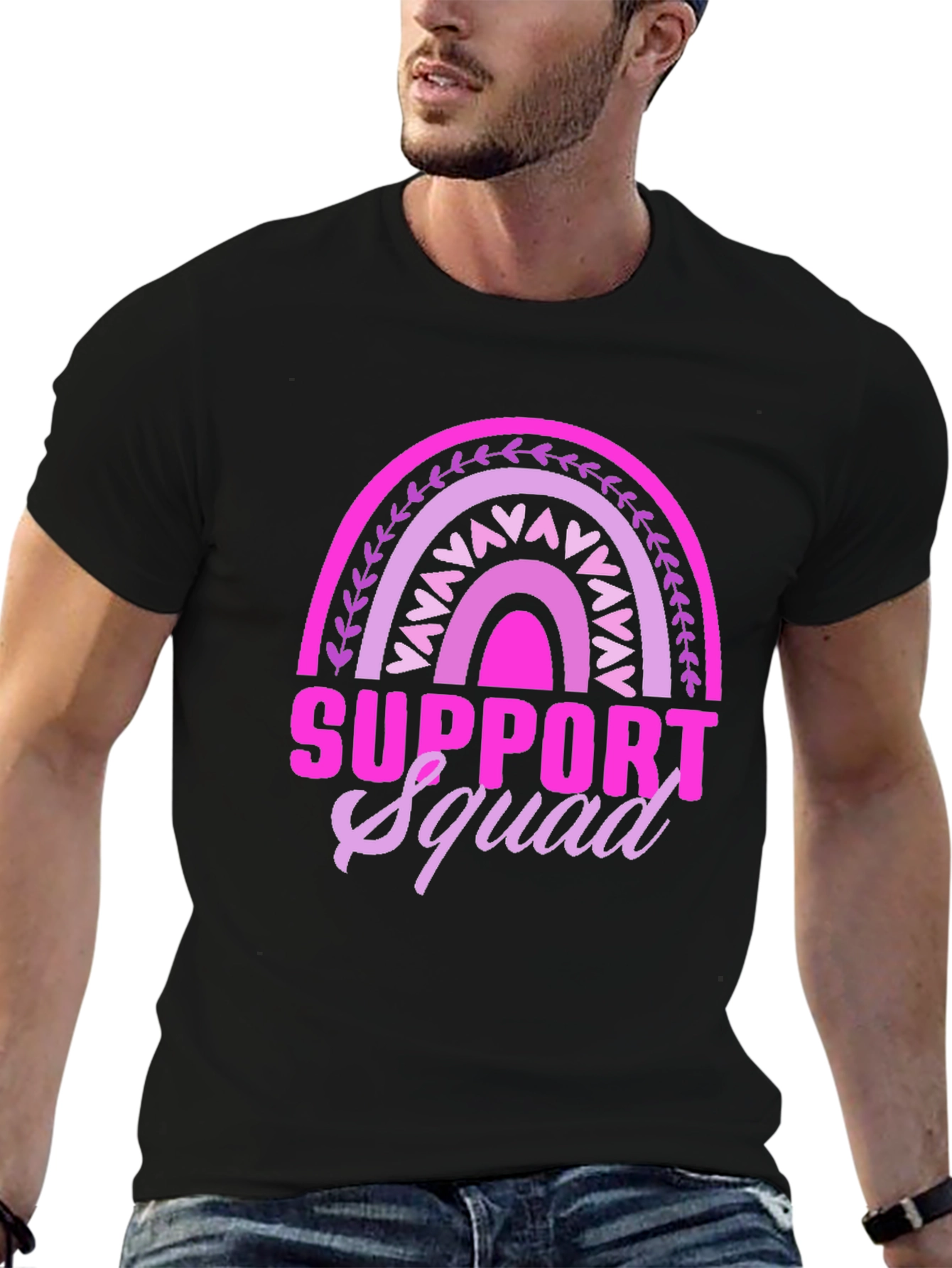 Support Squad Graphic Tee - Pink Rainbow Design