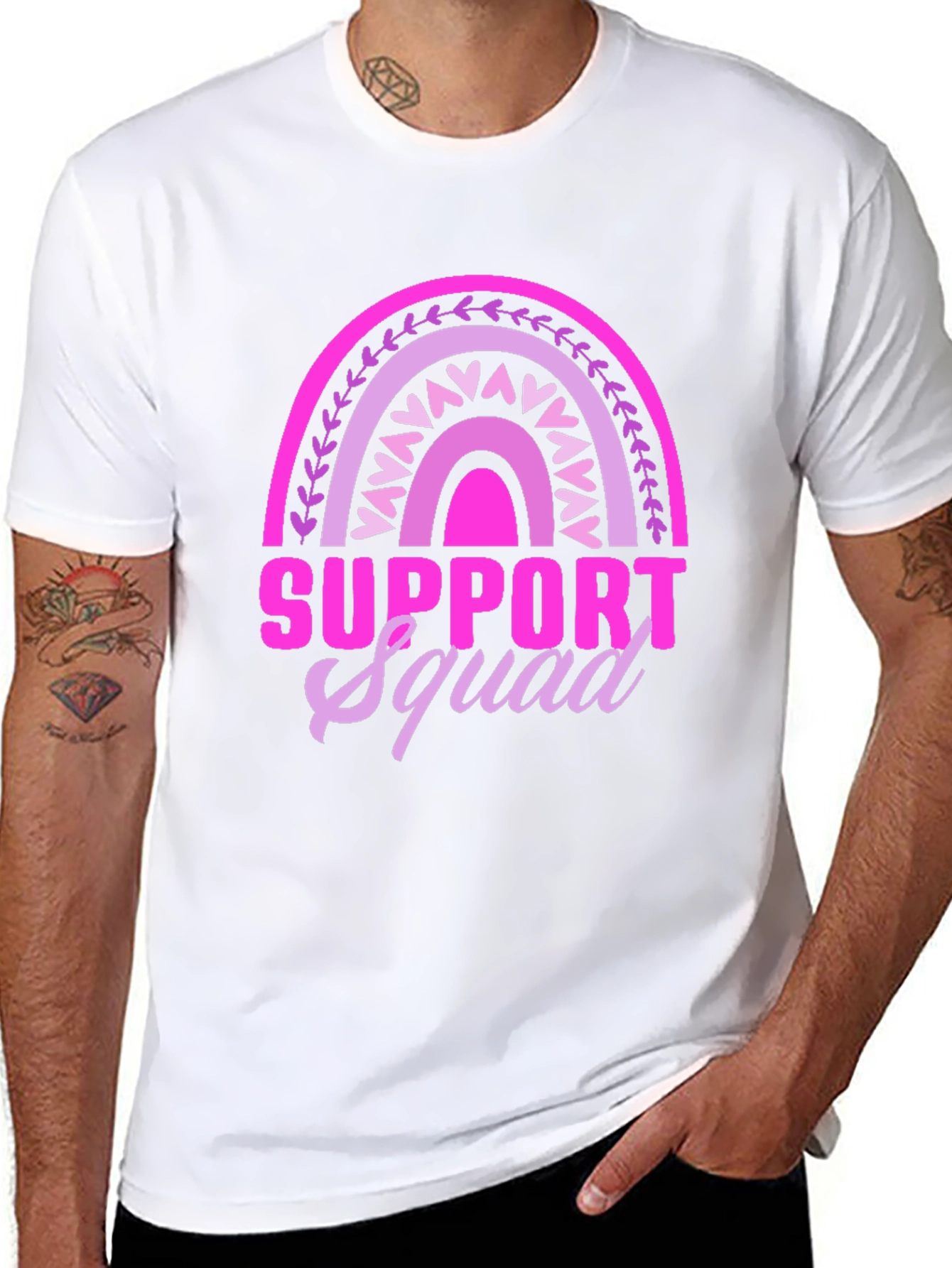 Support Squad Graphic Tee - Pink Rainbow Design