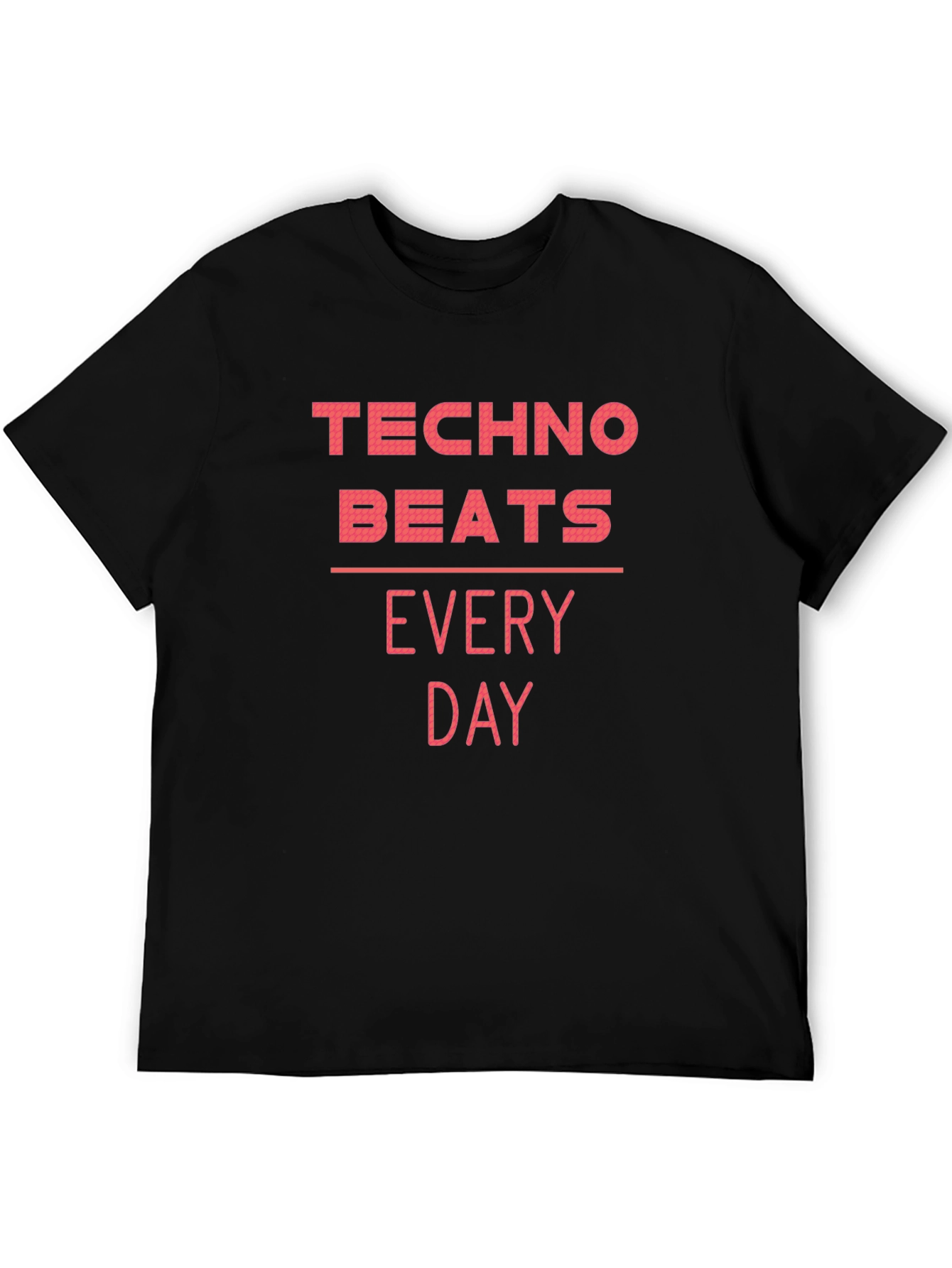 Techno Beats Every Day Black Graphic T-Shirt