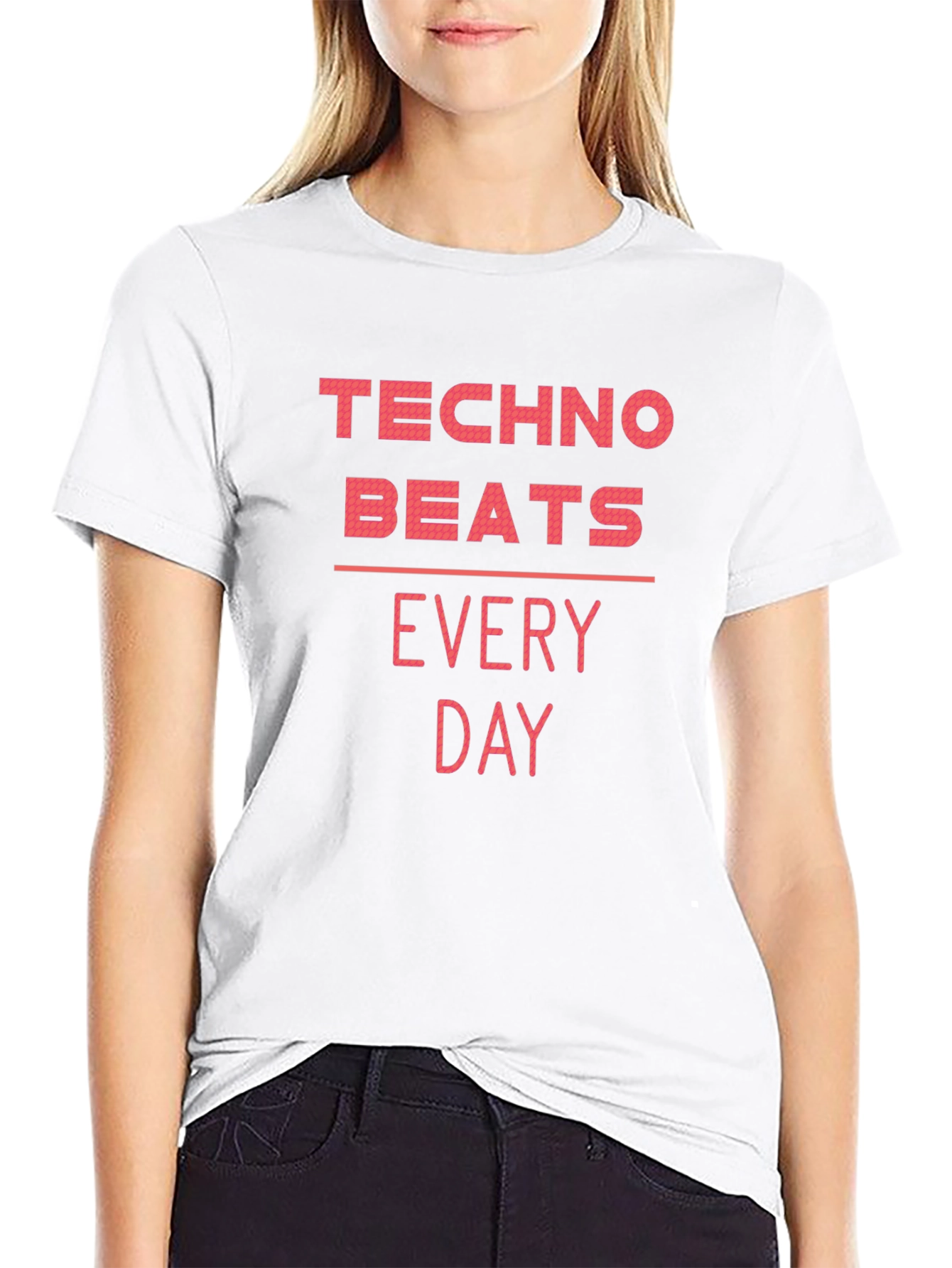 Techno Beats Every Day Black Graphic T-Shirt