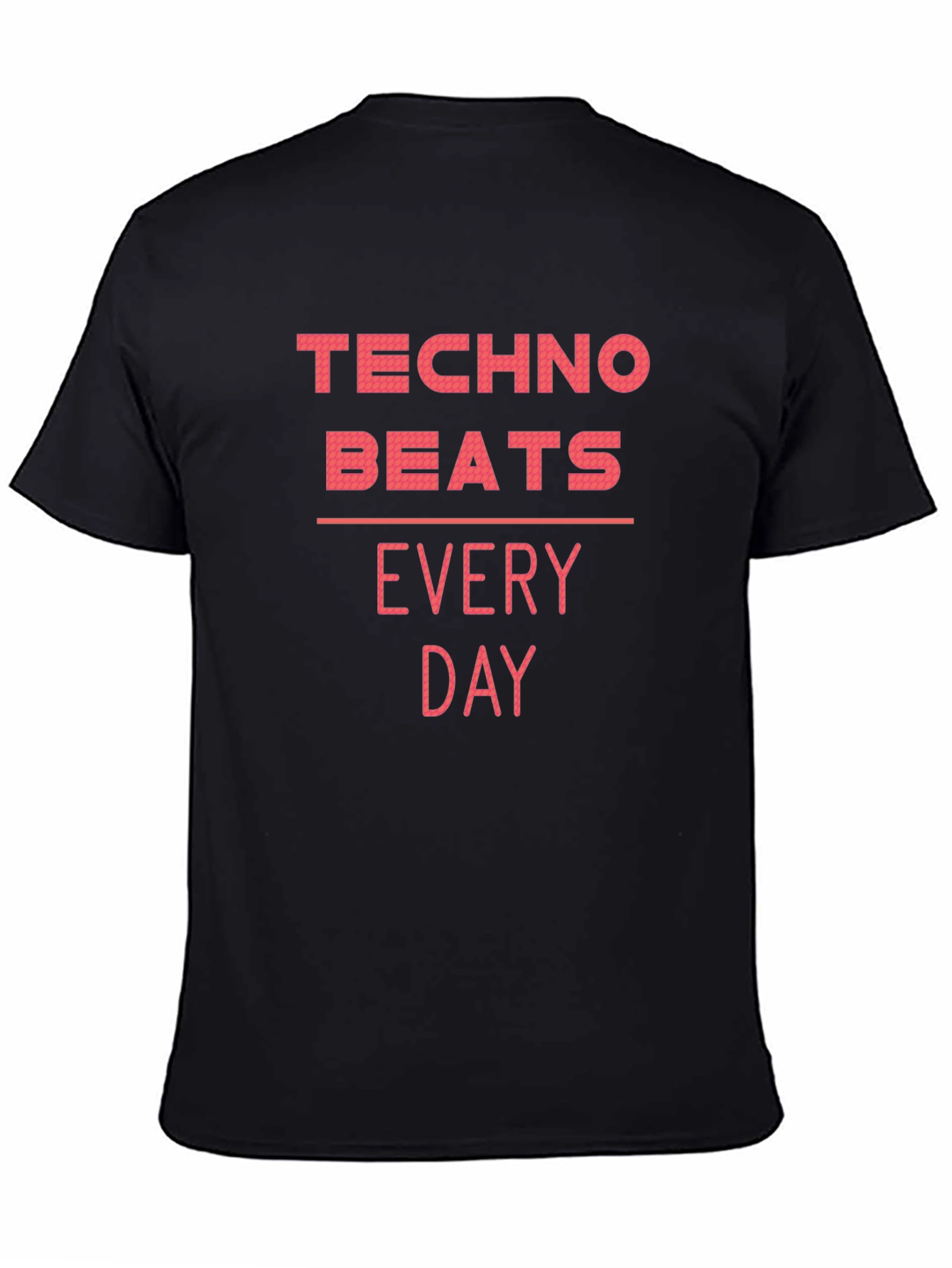 Techno Beats Every Day Black Graphic T-Shirt