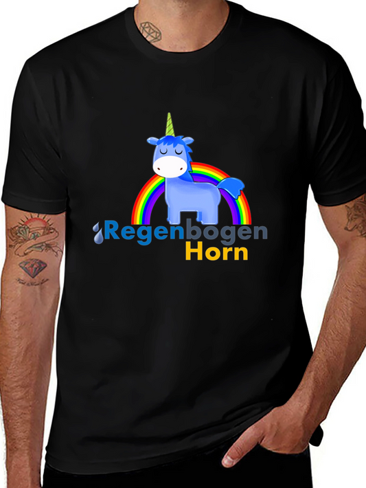 Rainbow Unicorn Graphic Tee - German RegenBogen Horn