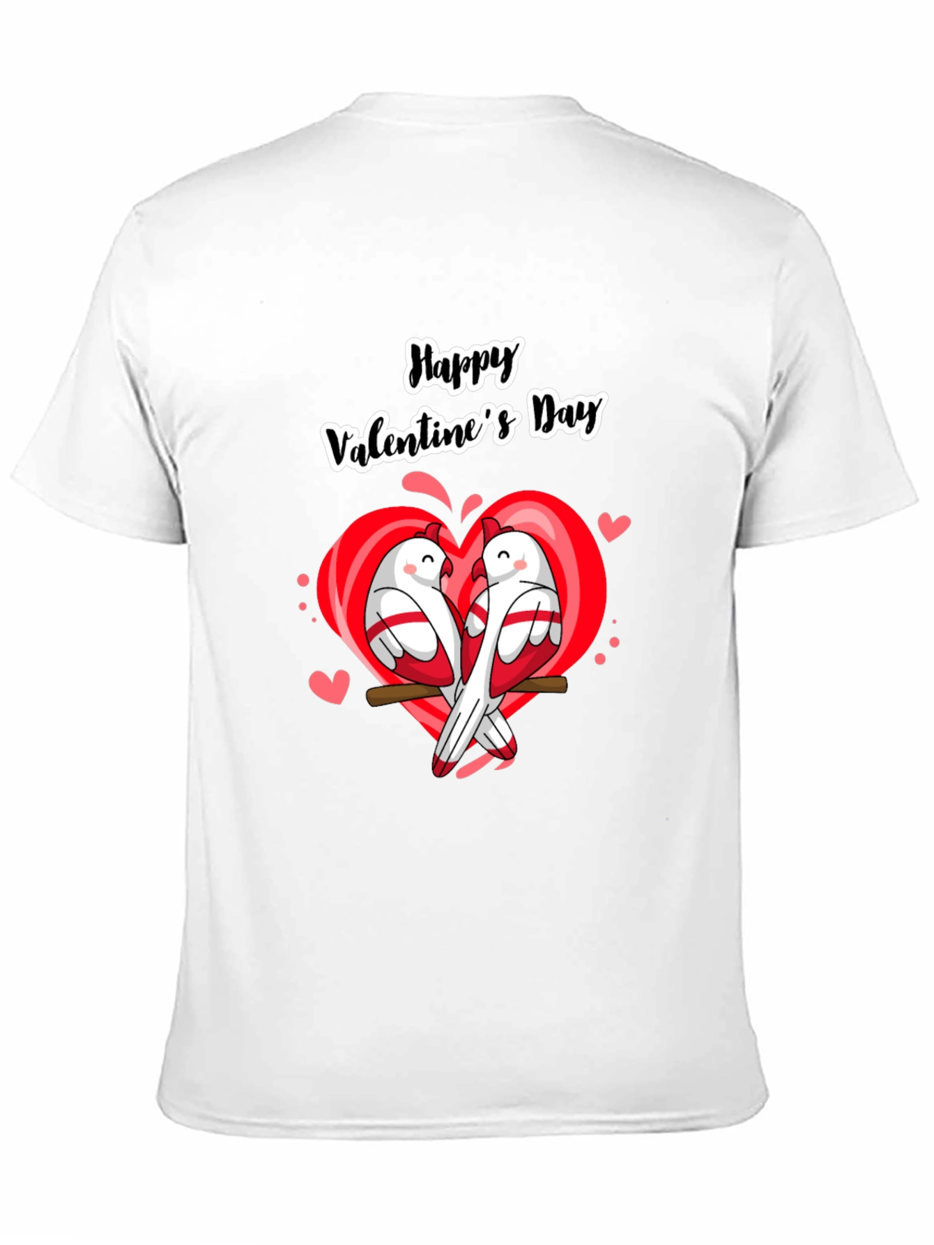 Valentines Day Birds Heart Black T-Shirt