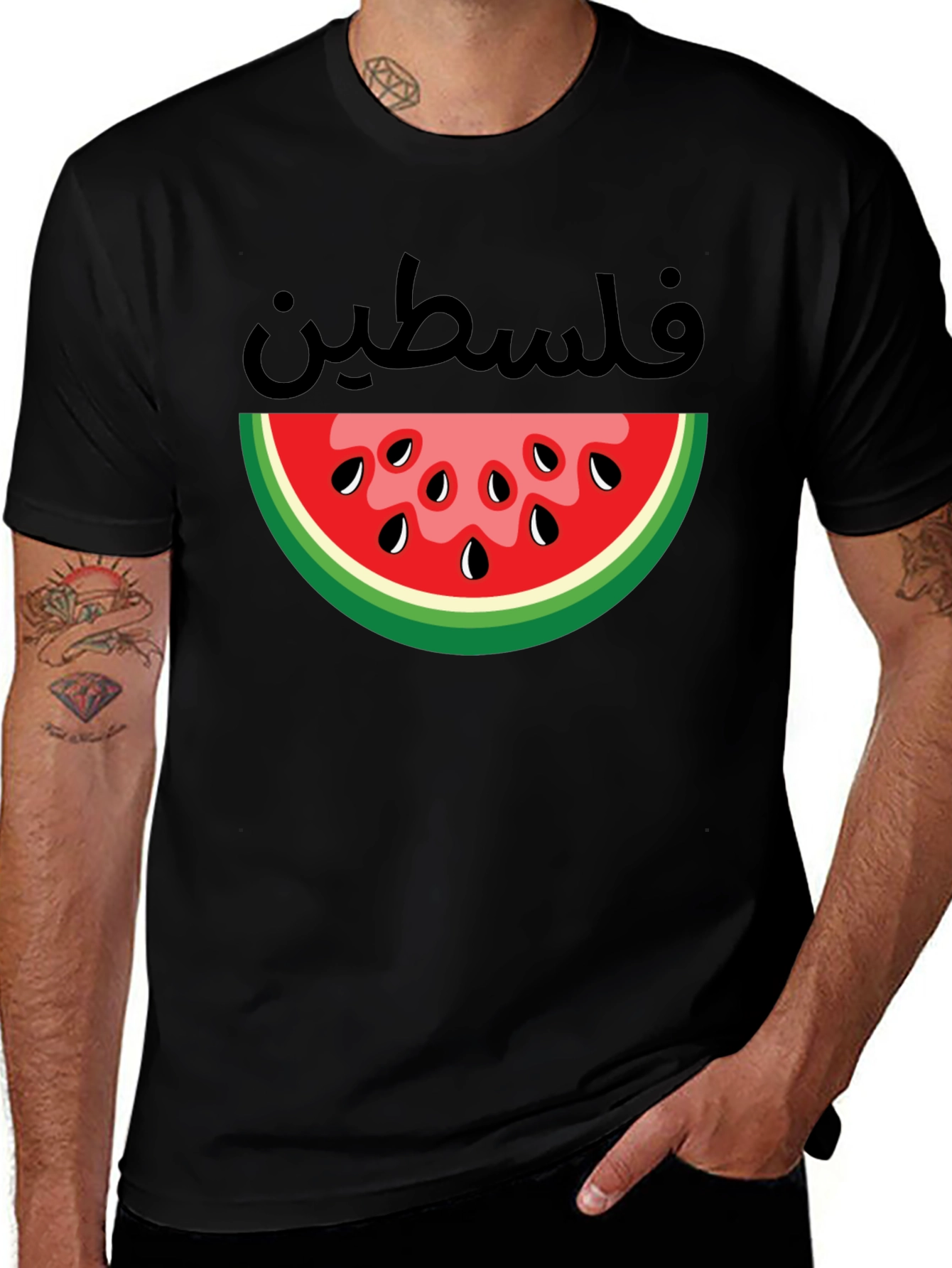 Palestine Watermelon Graphic Tee - Black T-Shirt