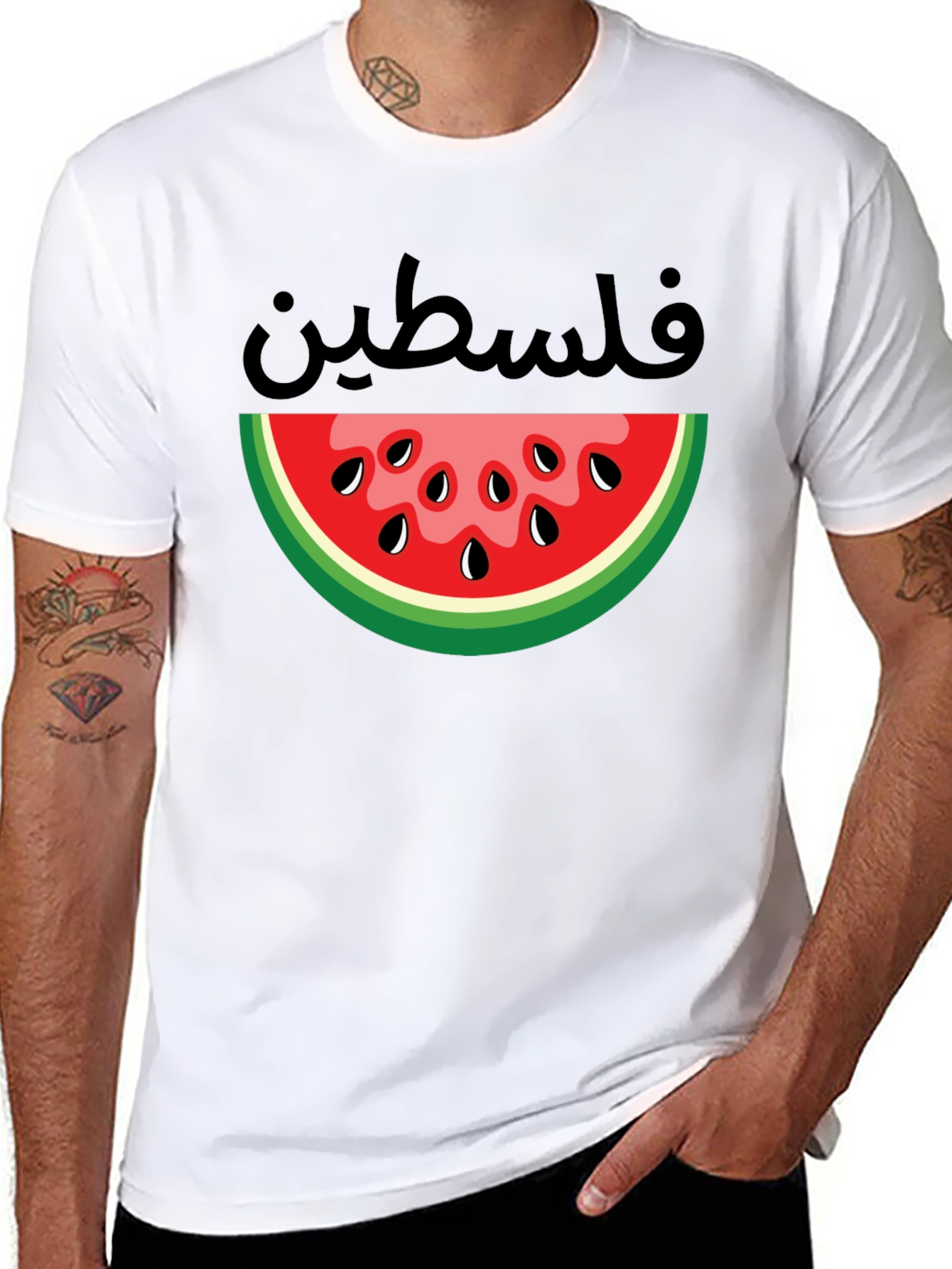 Palestine Watermelon Graphic Tee - Black T-Shirt