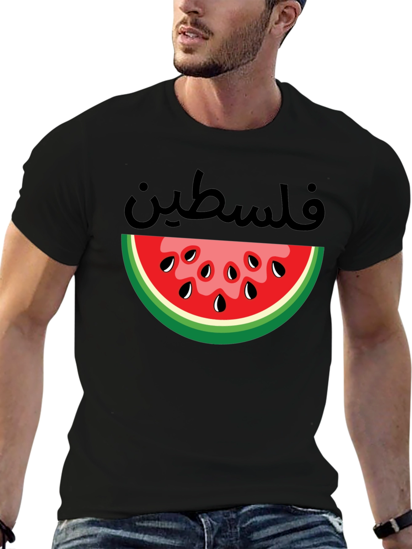Palestine Watermelon Graphic Tee - Black T-Shirt