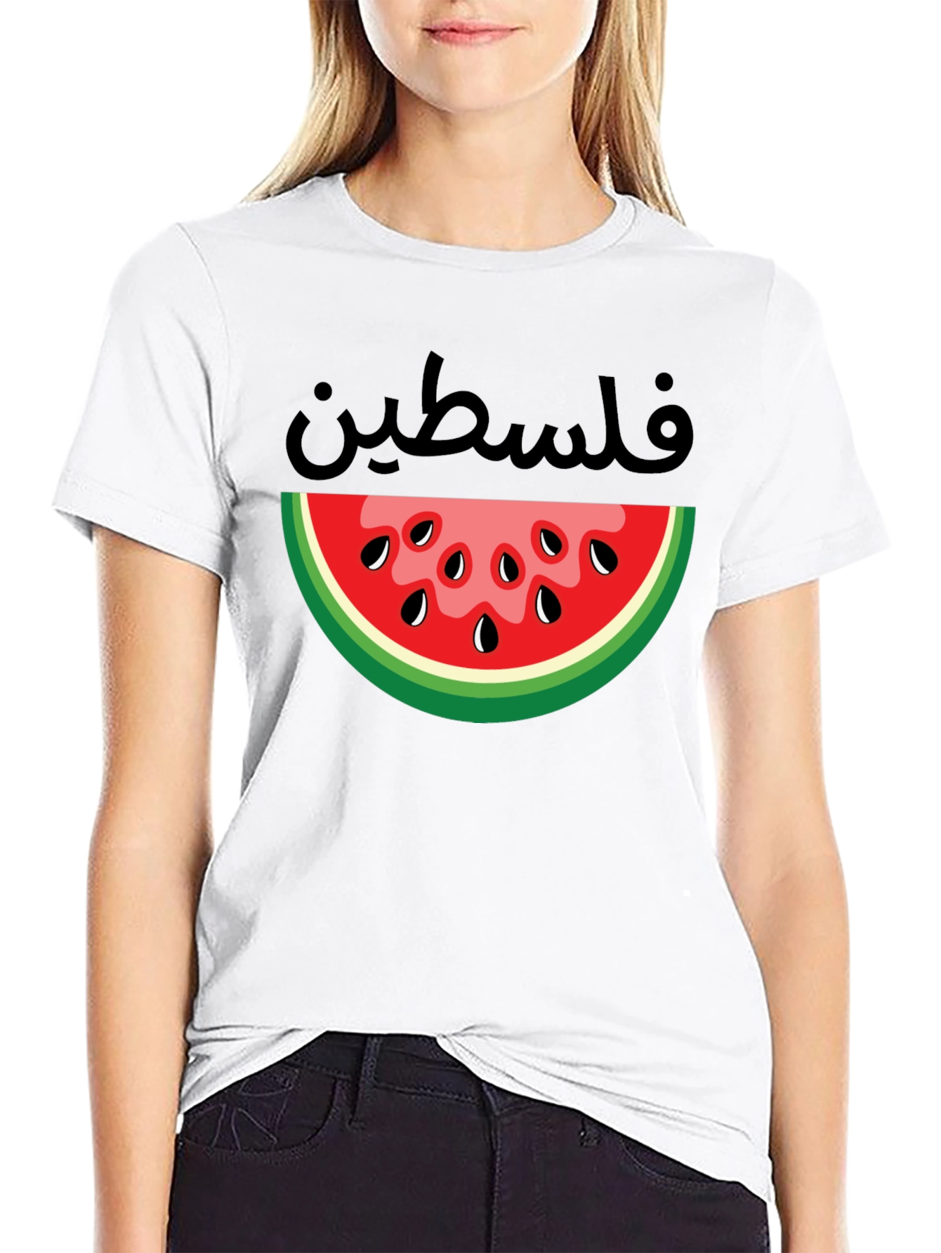 Palestine Watermelon Graphic Tee - Black T-Shirt