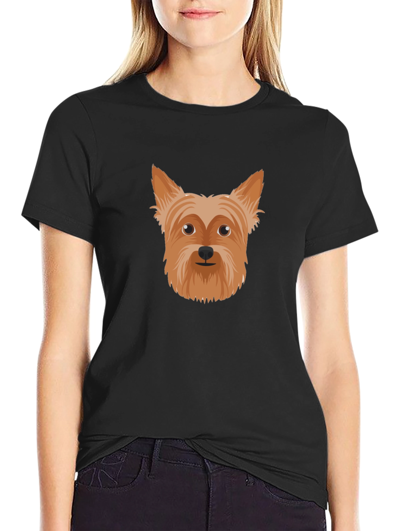 Yorkie Dog Graphic T-Shirt - Black