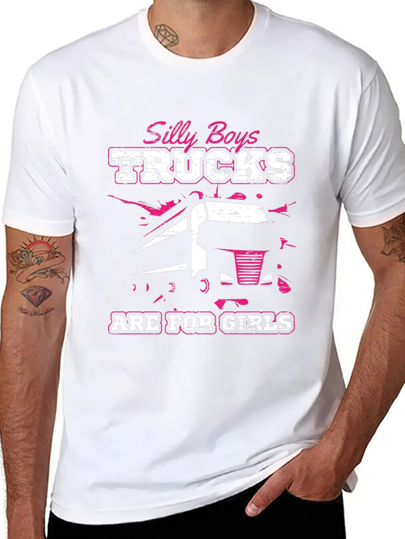 Silly Boys Trucks Are For Girls Black T-Shirt