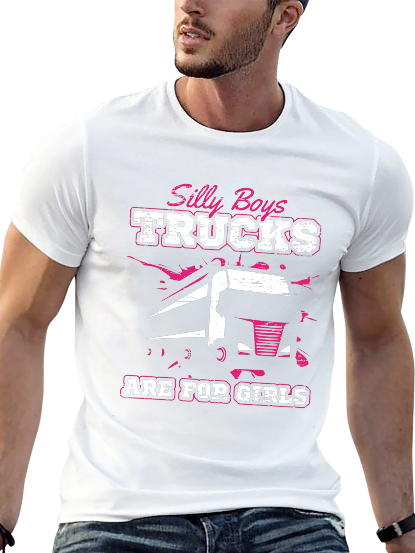 Silly Boys Trucks Are For Girls Black T-Shirt