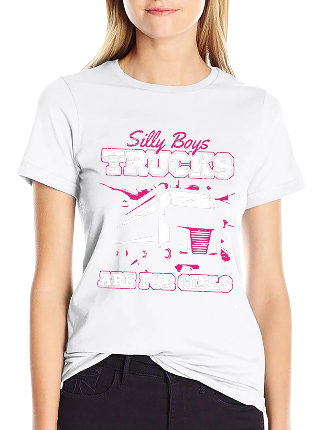 Silly Boys Trucks Are For Girls Black T-Shirt