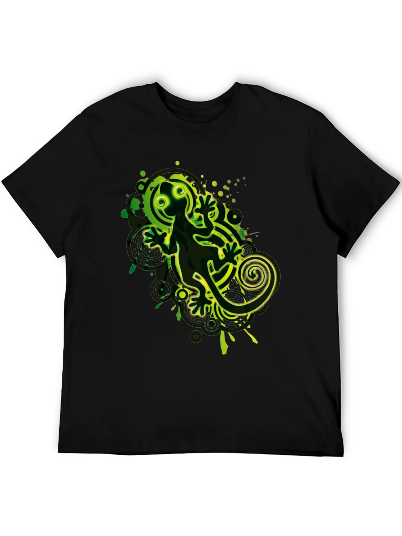 Cool Gecko Graphic Print Black T-Shirt