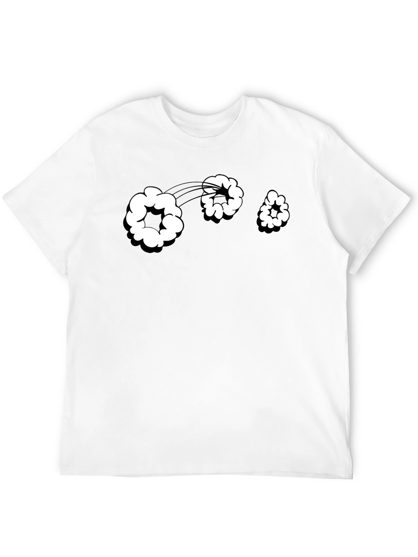 Cartoon Cloud Graphic Tee - Black Cotton T-Shirt