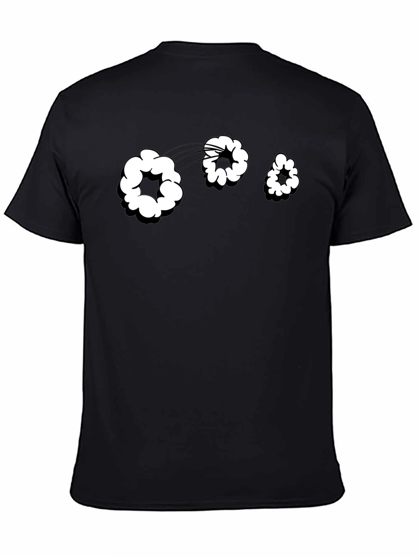 Cartoon Cloud Graphic Tee - Black Cotton T-Shirt