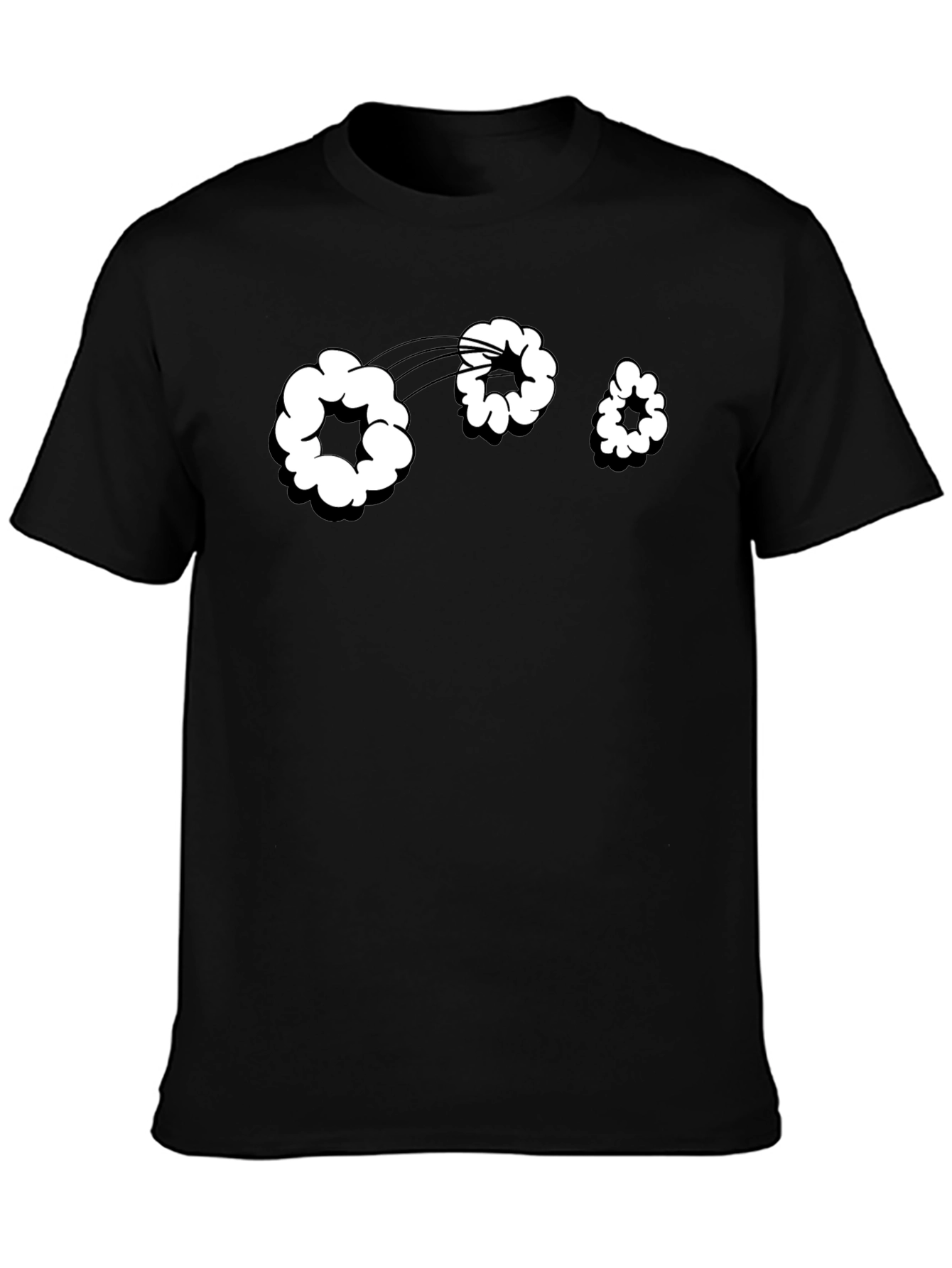 Cartoon Cloud Graphic Tee - Black Cotton T-Shirt