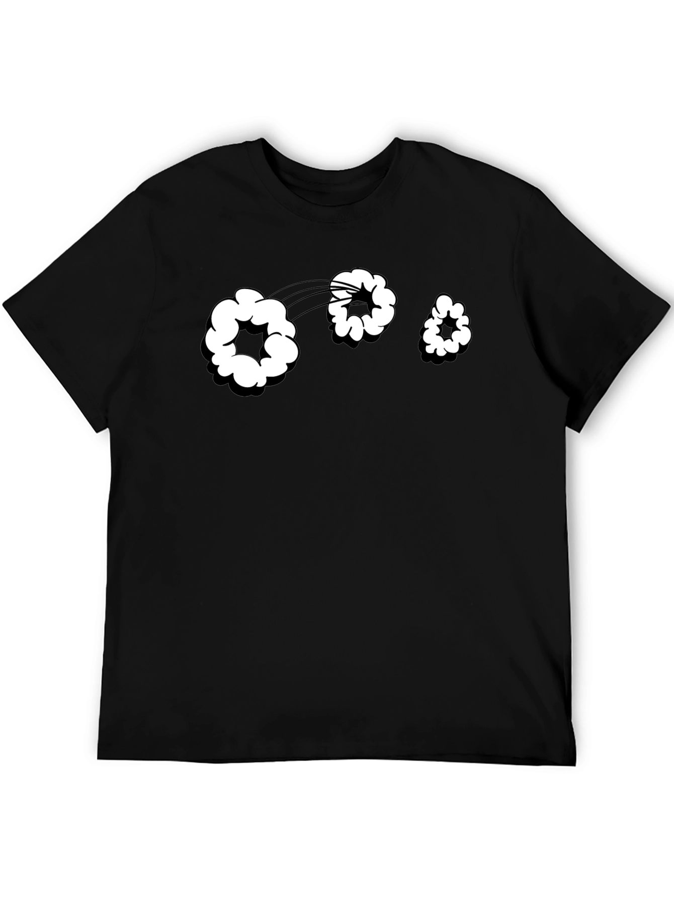 Cartoon Cloud Graphic Tee - Black Cotton T-Shirt