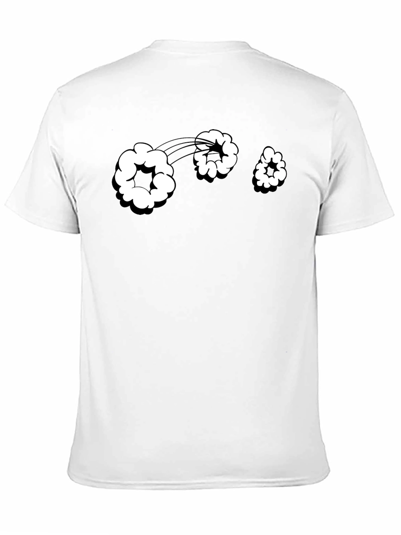 Cartoon Cloud Graphic Tee - Black Cotton T-Shirt