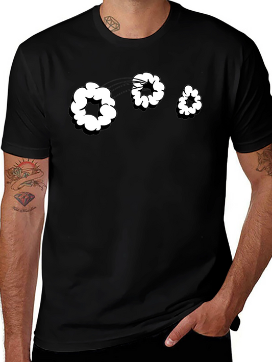 Cartoon Cloud Graphic Tee - Black Cotton T-Shirt