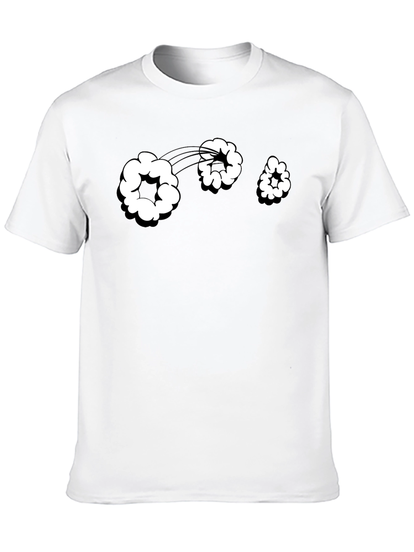 Cartoon Cloud Graphic Tee - Black Cotton T-Shirt