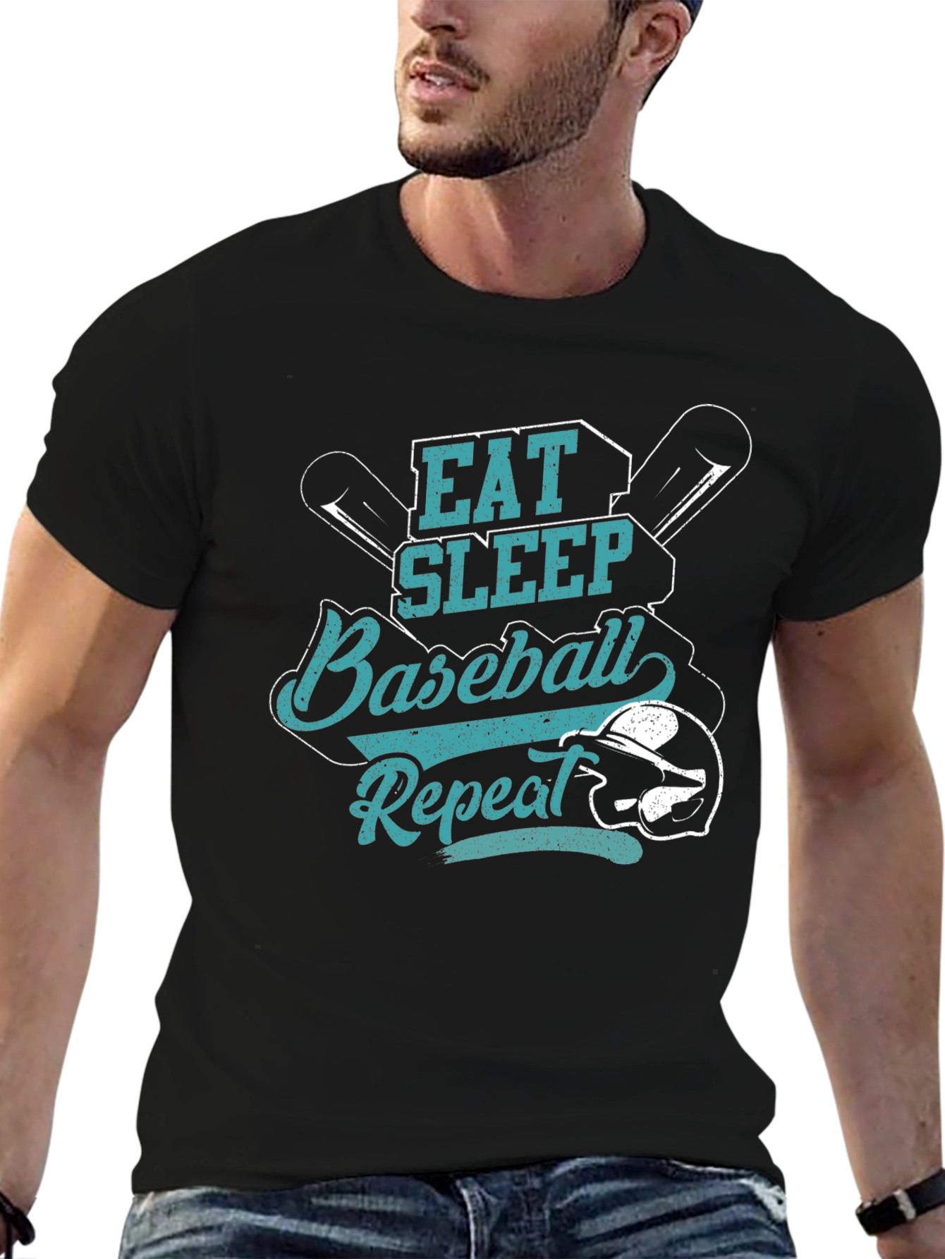 Eat Sleep Baseball Repeat Black T-Shirt
