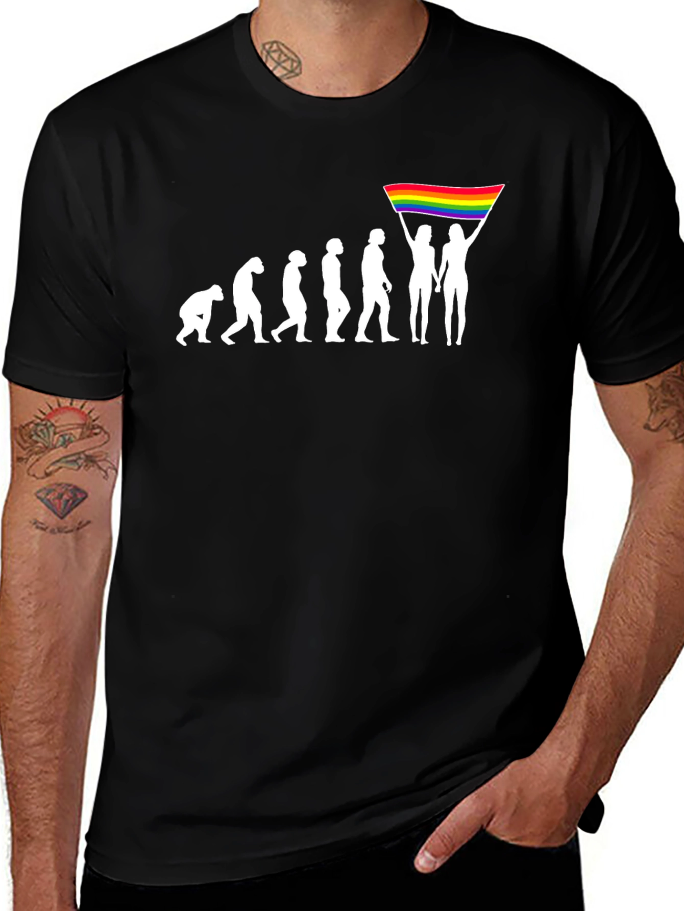 LGBTQ Evolution T-Shirt - Pride Flag