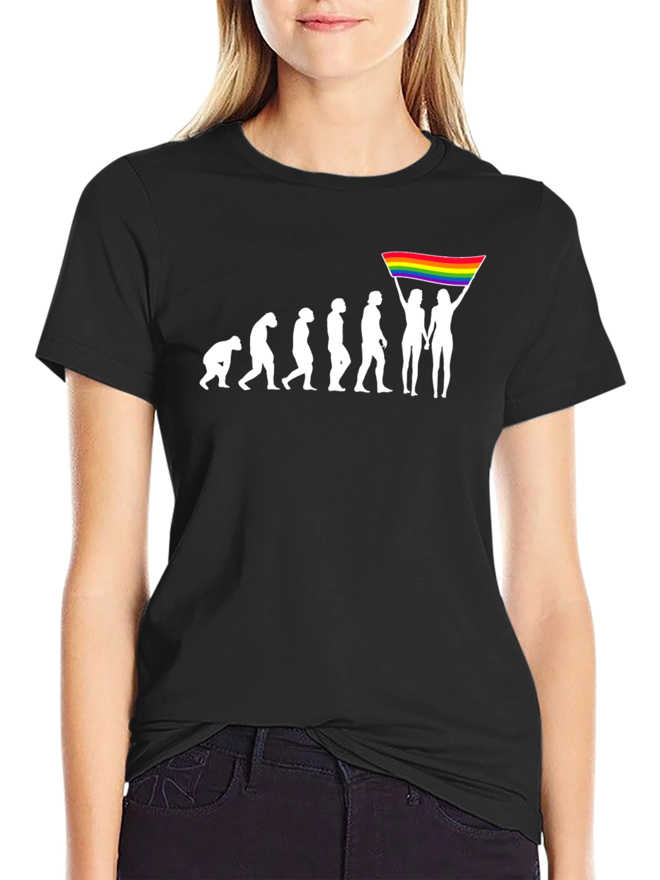 LGBTQ Evolution T-Shirt - Pride Flag