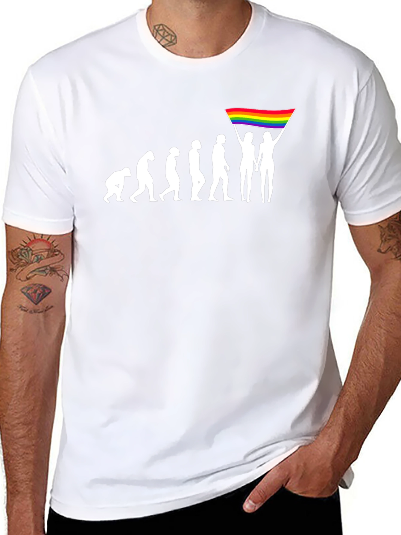 LGBTQ Evolution T-Shirt - Pride Flag