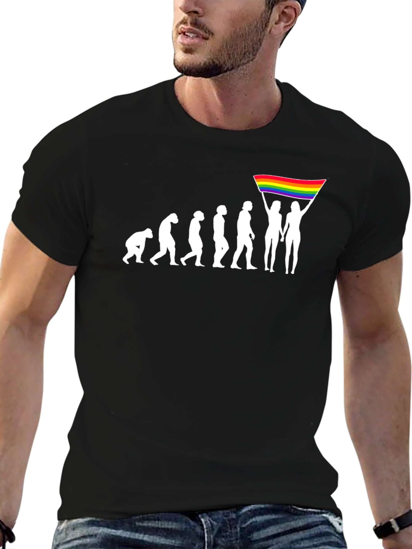 LGBTQ Evolution T-Shirt - Pride Flag