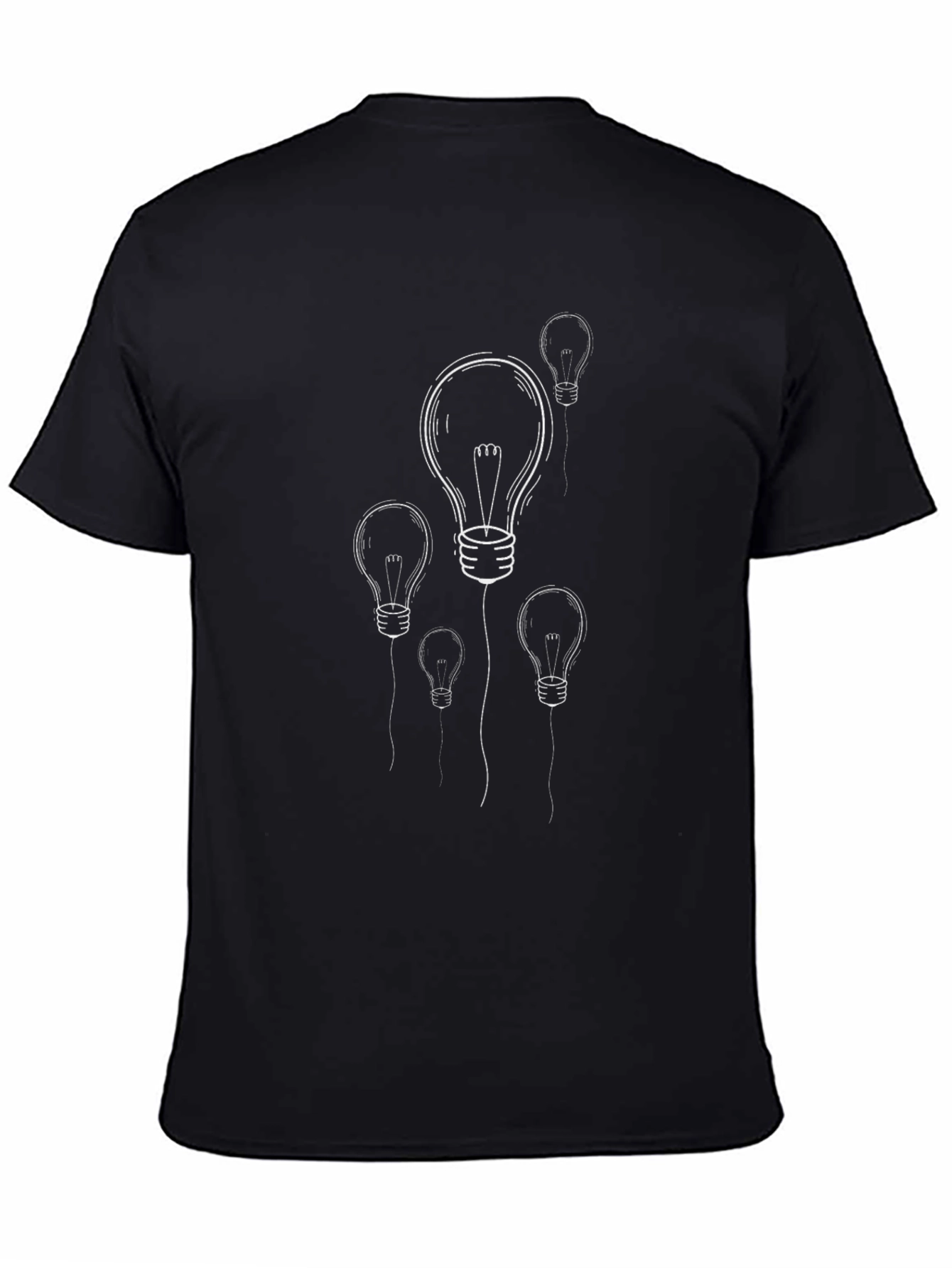 Mens Black T-Shirt with Lightbulb Graphic
