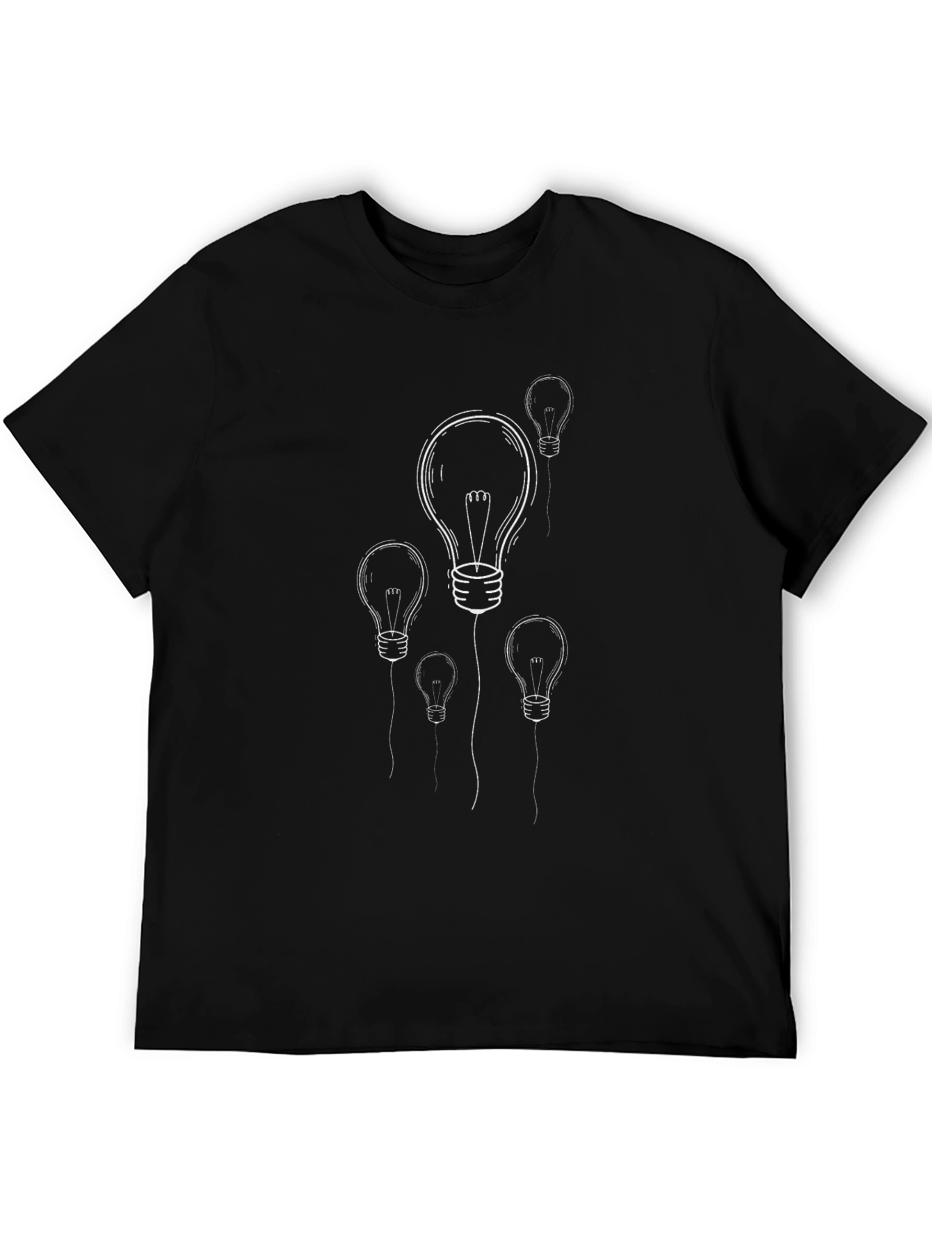 Mens Black T-Shirt with Lightbulb Graphic