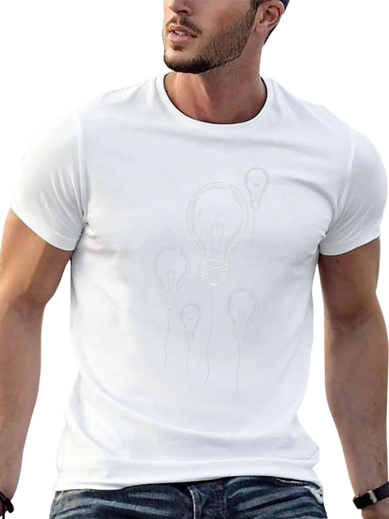 Mens Black T-Shirt with Lightbulb Graphic
