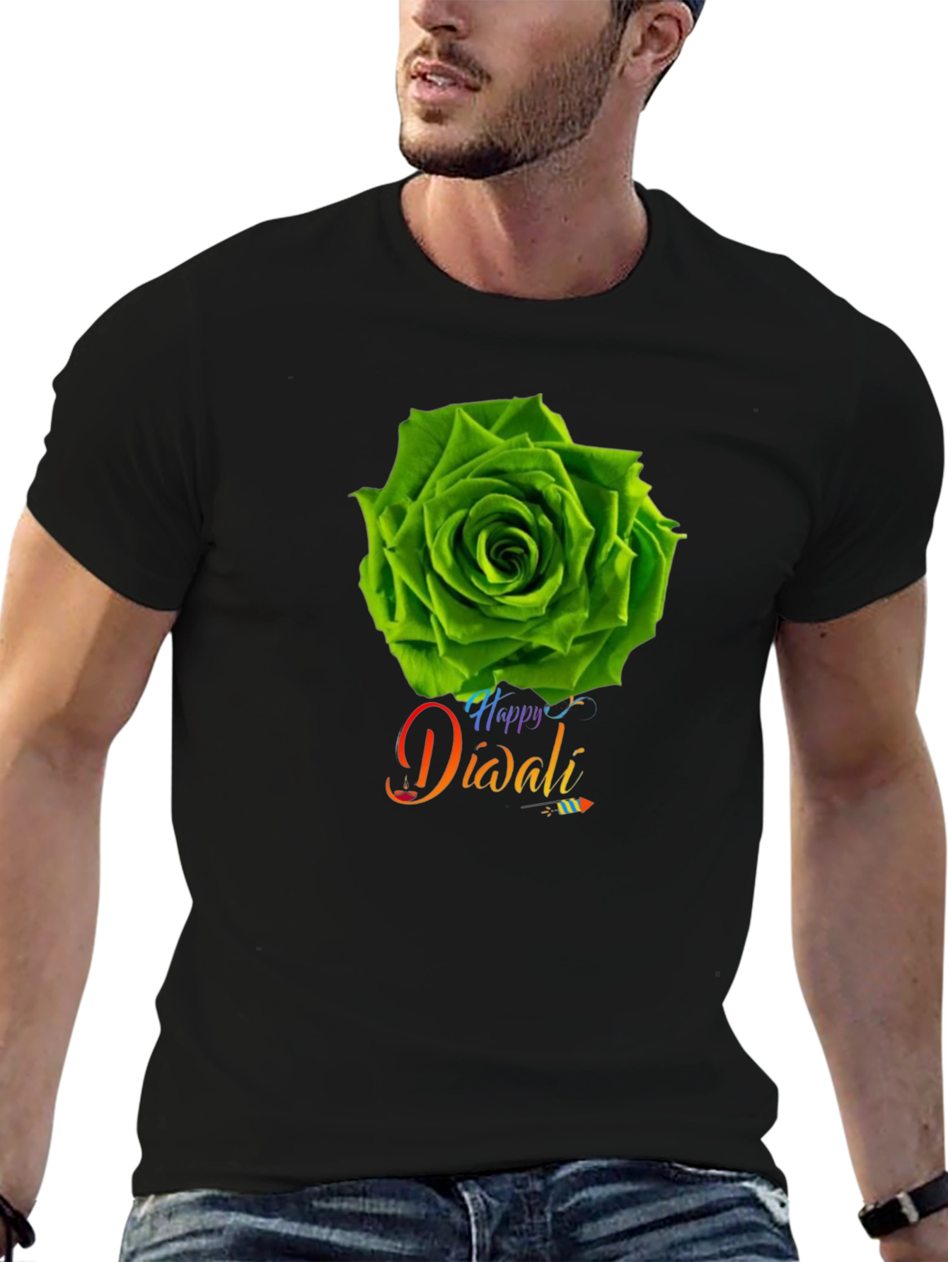 Happy Diwali Green Rose T-Shirt