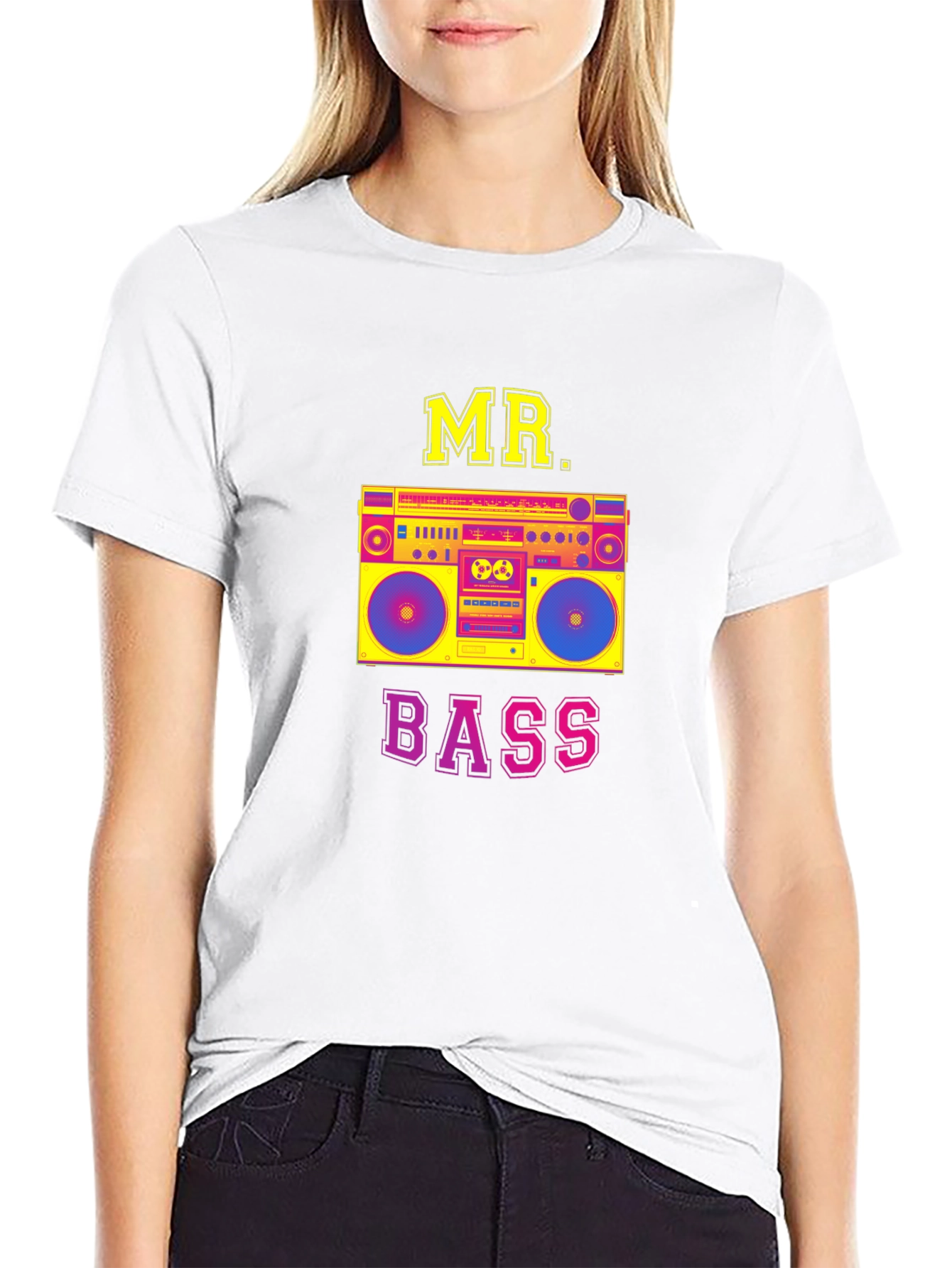 Mr. Bass Boombox Graphic Tee - Retro Style