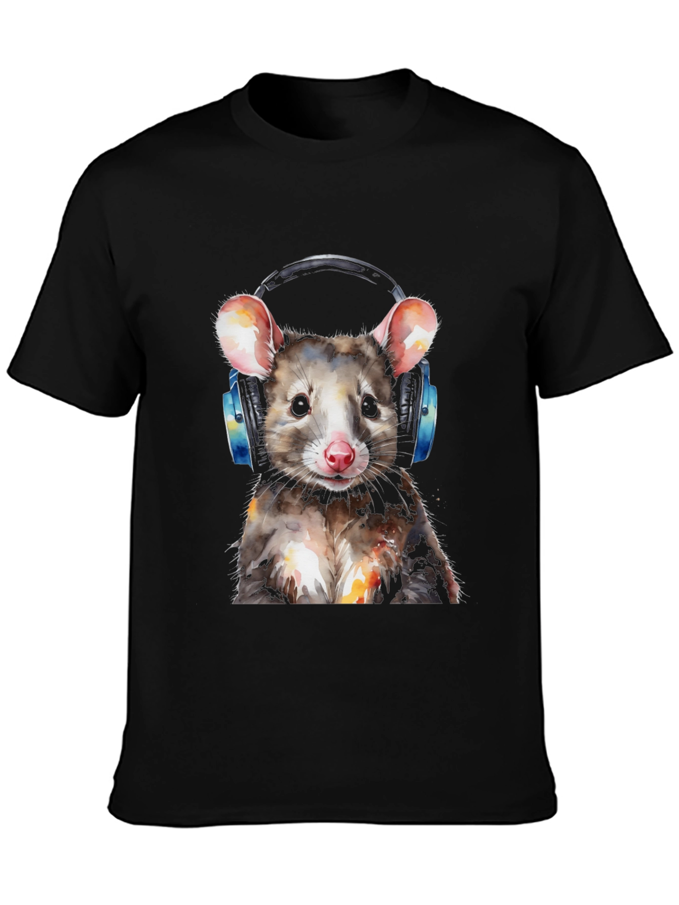 Cool Opossum T-Shirt with Headphones - Unique Graphic Tee