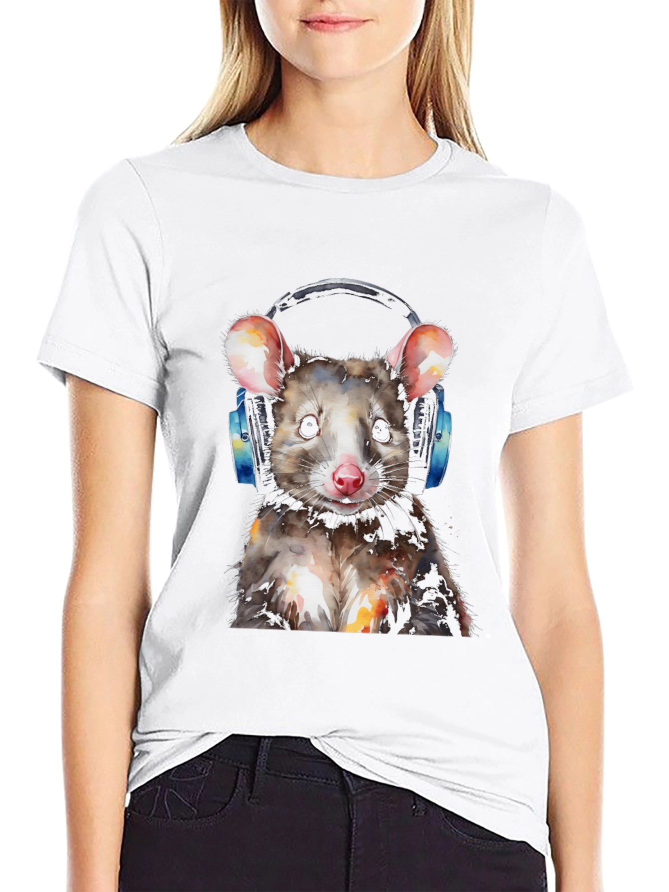 Cool Opossum T-Shirt with Headphones - Unique Graphic Tee